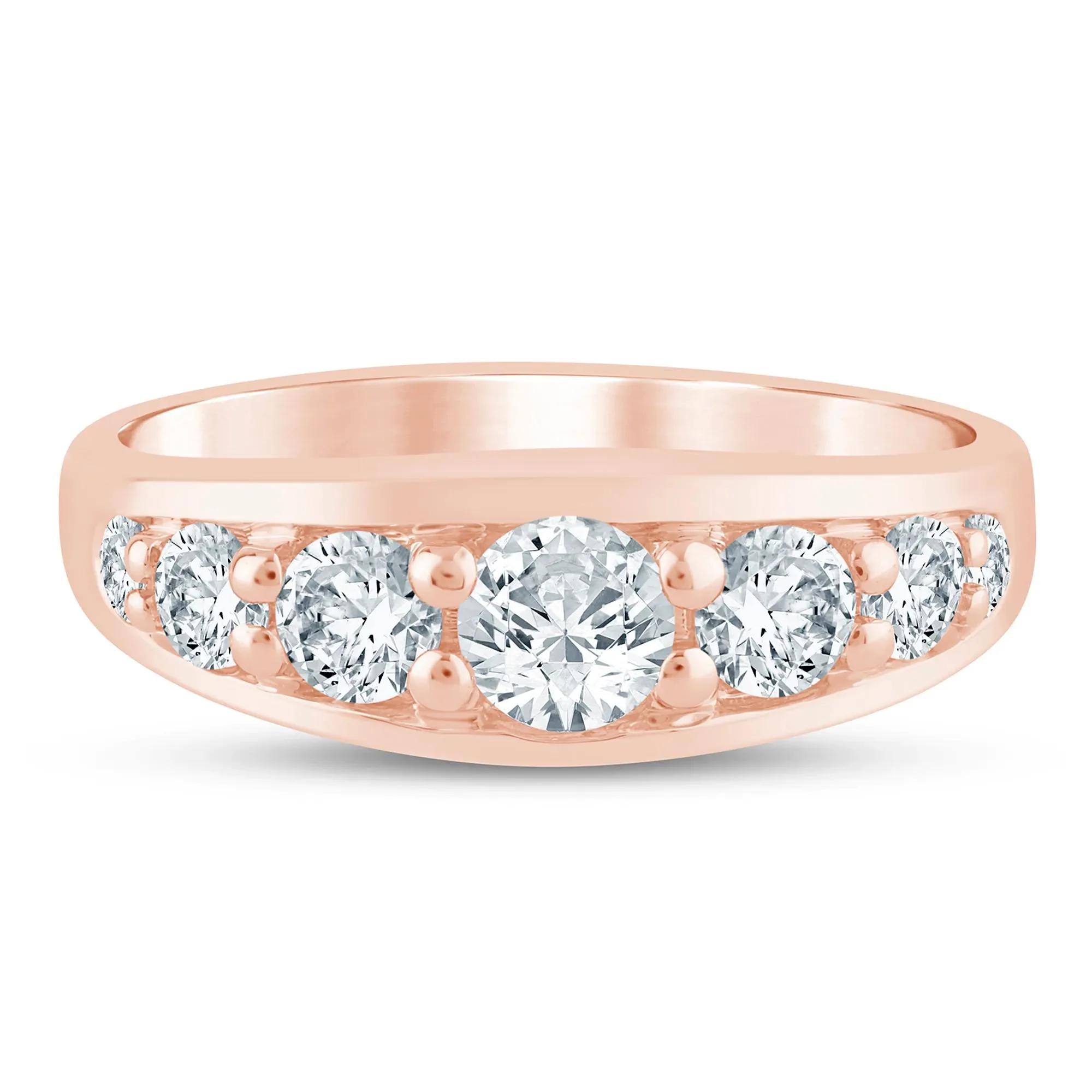 1 CT. Tw. Lab Grown Diamond Graduated Channel Band Ring 14K Rose Gold Size 7 1.5mm