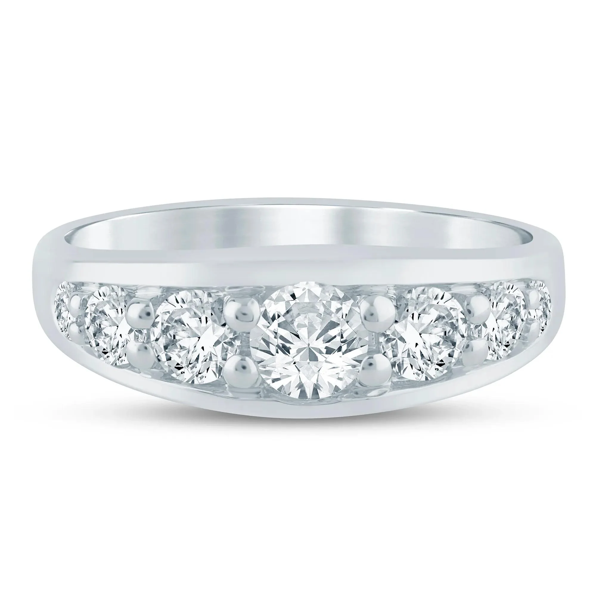 1 CT. Tw. Lab Grown Diamond Graduated Channel Band Ring 14K White Gold Size 5 1.5mm