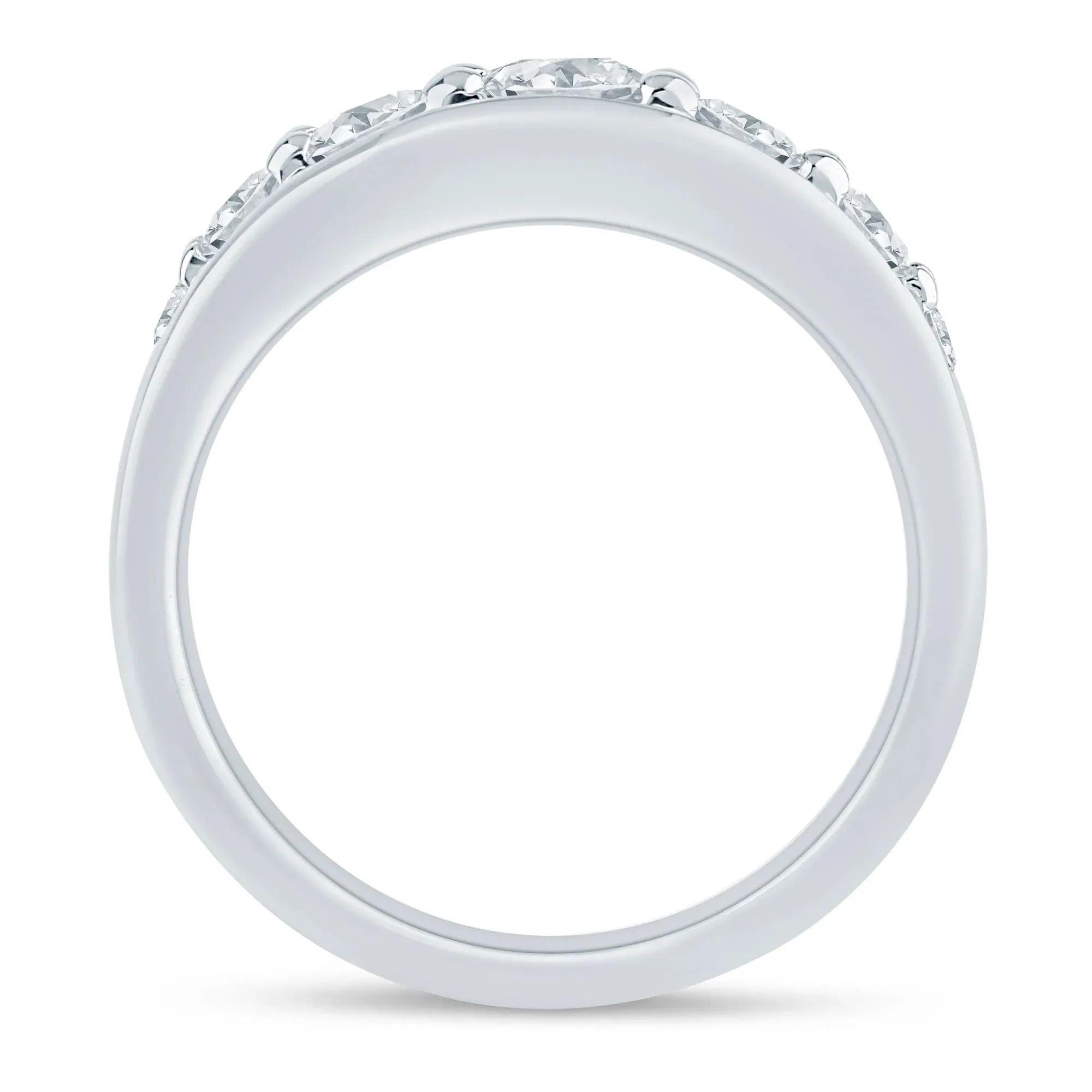 1 CT. Tw. Lab Grown Diamond Graduated Channel Band Ring 14K White Gold Size 8 1.5mm - Image 2