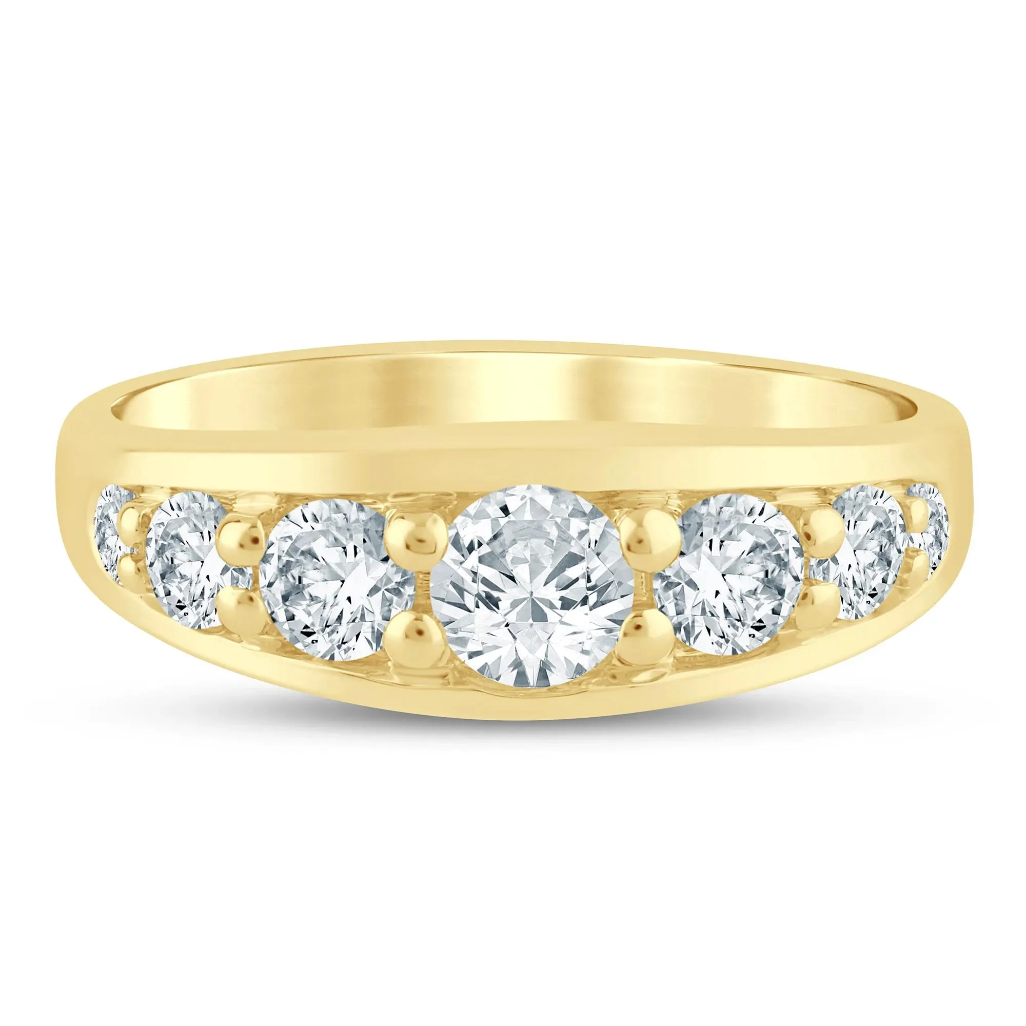 1 CT. Tw. Lab Grown Diamond Graduated Channel Band Ring 14K Yellow Gold Size 5 1.5mm