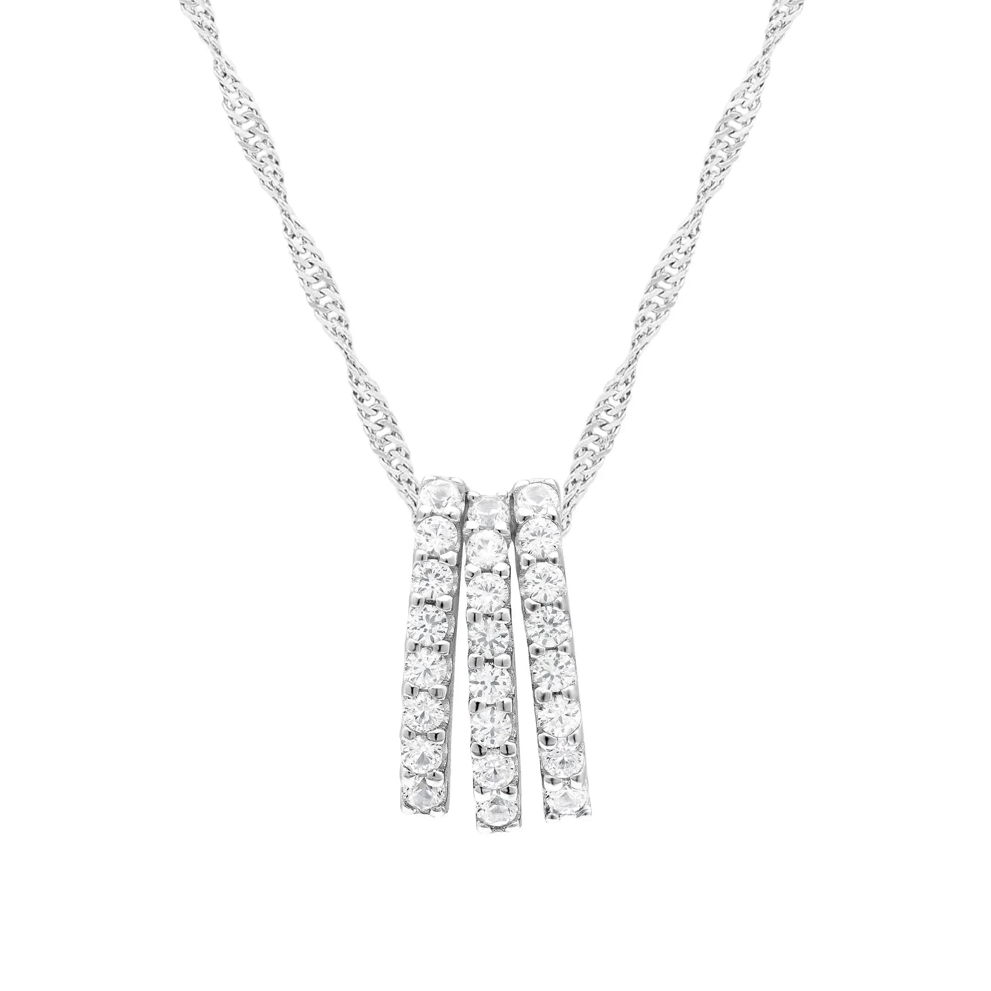 1/4 CT. Tw. Diamond Three-Row Pendant Necklace 10K White Gold Size 18"