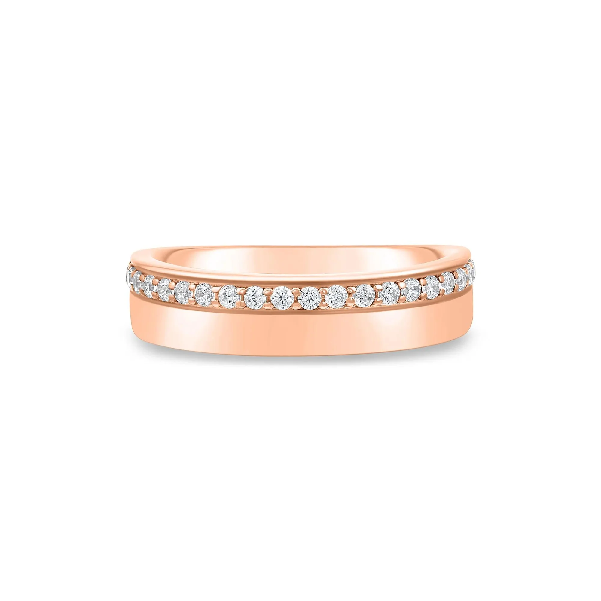 1/4 CT. Tw. Lab Grown Diamond High-Polish Band Ring 10K Rose Gold Round Brilliant Cut Size 9 1.5mm