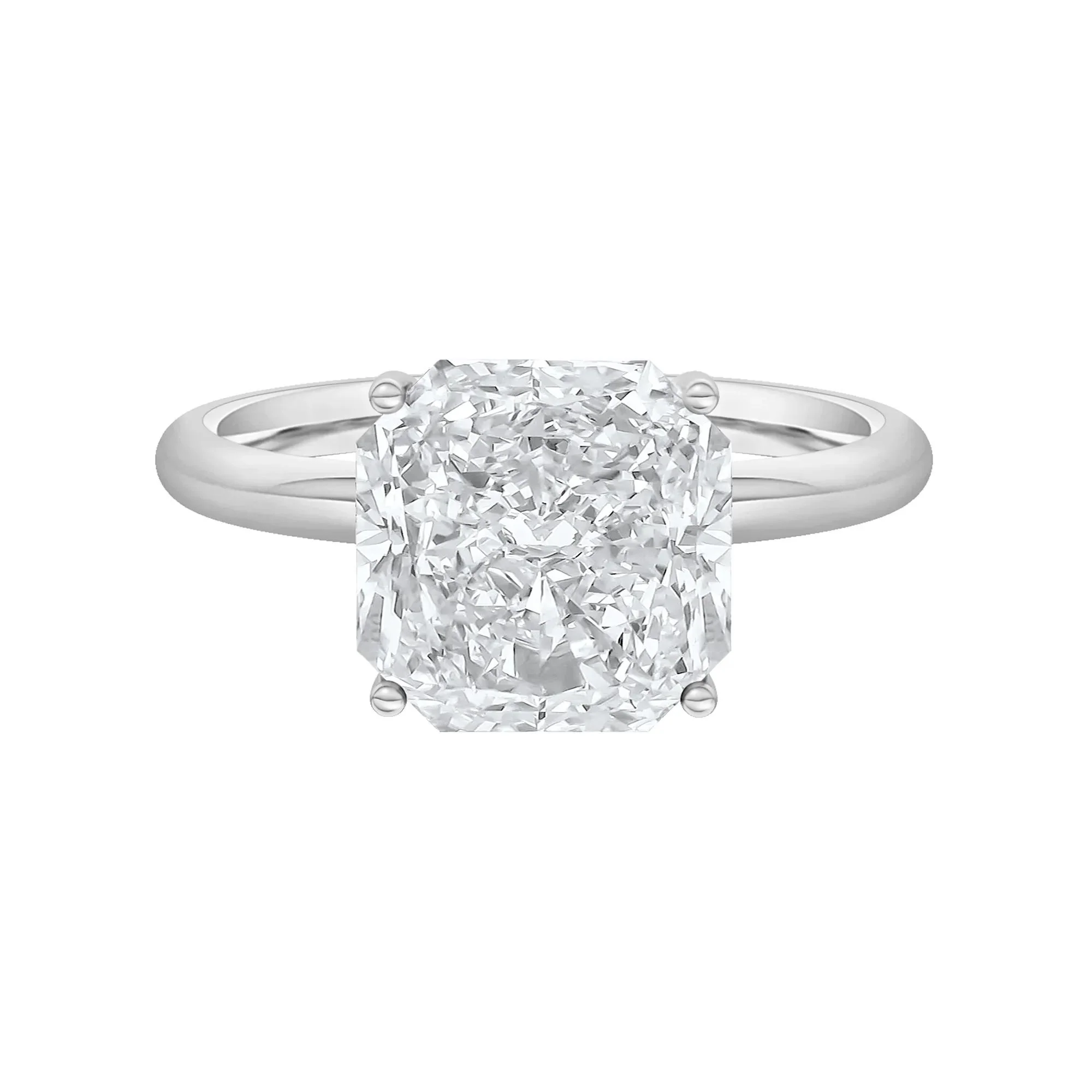 Lab Grown Diamond Square Radiant-Cut Solitaire Engagement Ring 14K White Gold (3 CT.) Size 6 2mm