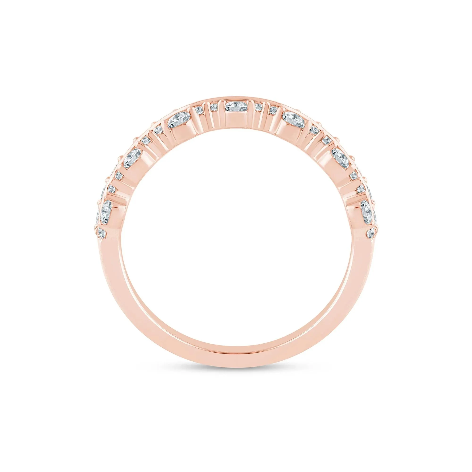 5/8 CT. Tw. Lab Grown Diamond Multi-Row Anniversary Band Ring 14K Rose Gold Size 7.5 2.5mm - Image 2