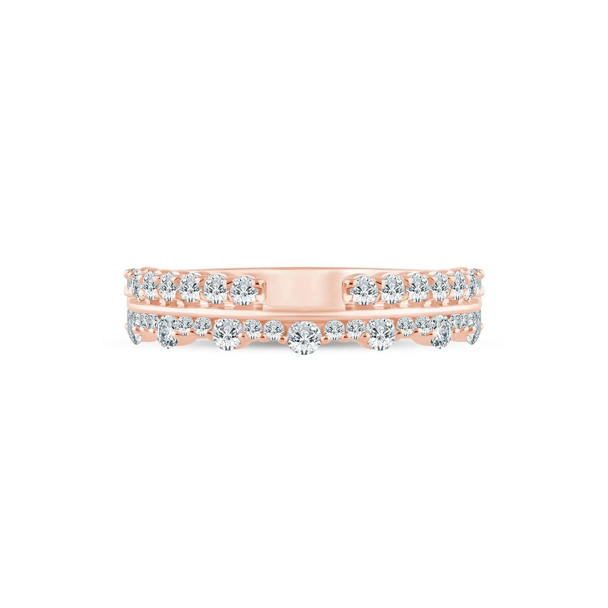 5/8 CT. Tw. Lab Grown Diamond Multi-Row Anniversary Band Ring 14K Rose Gold Size 8.5 2.5mm