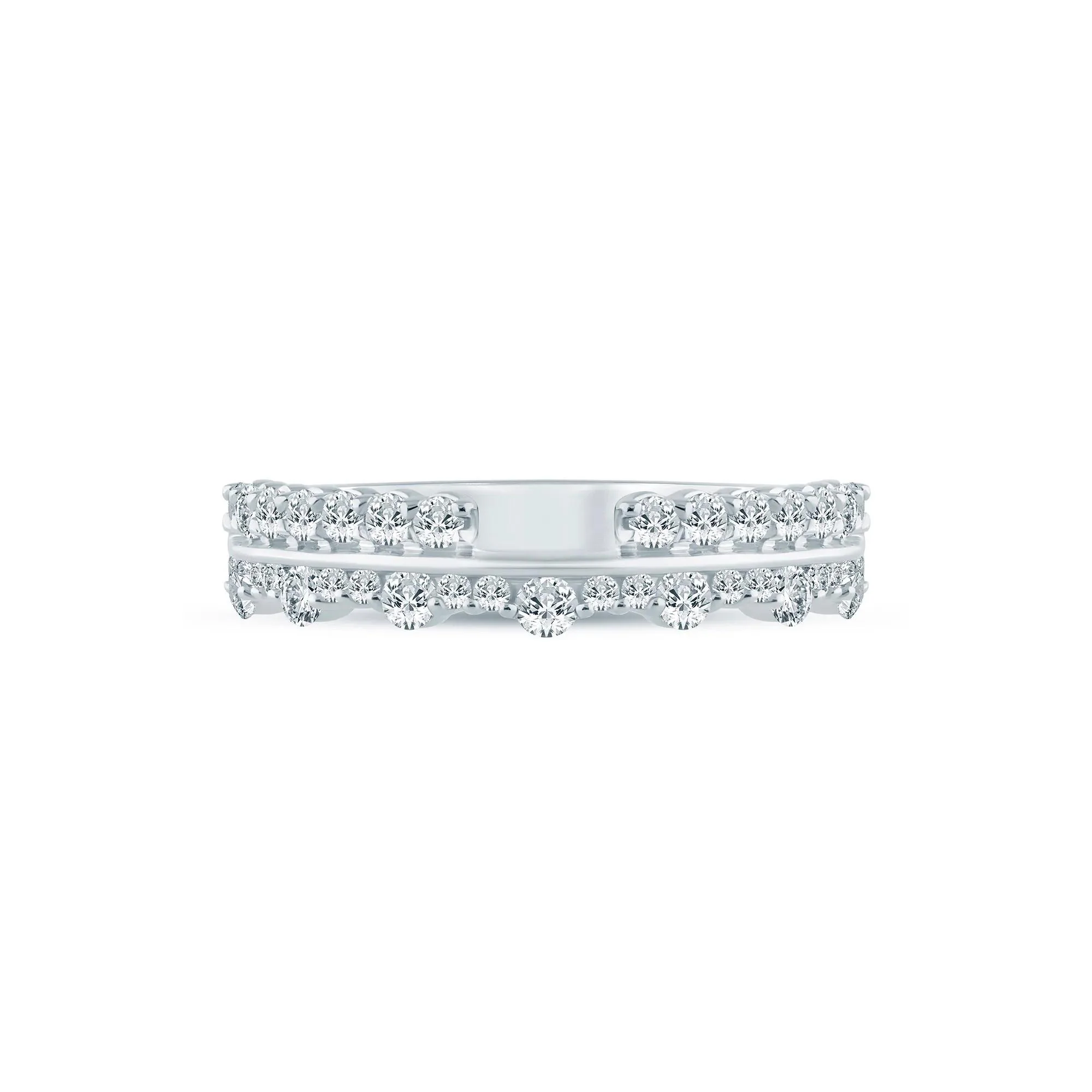 5/8 CT. Tw. Lab Grown Diamond Multi-Row Anniversary Band Ring 14K White Gold Size 8 2.5mm