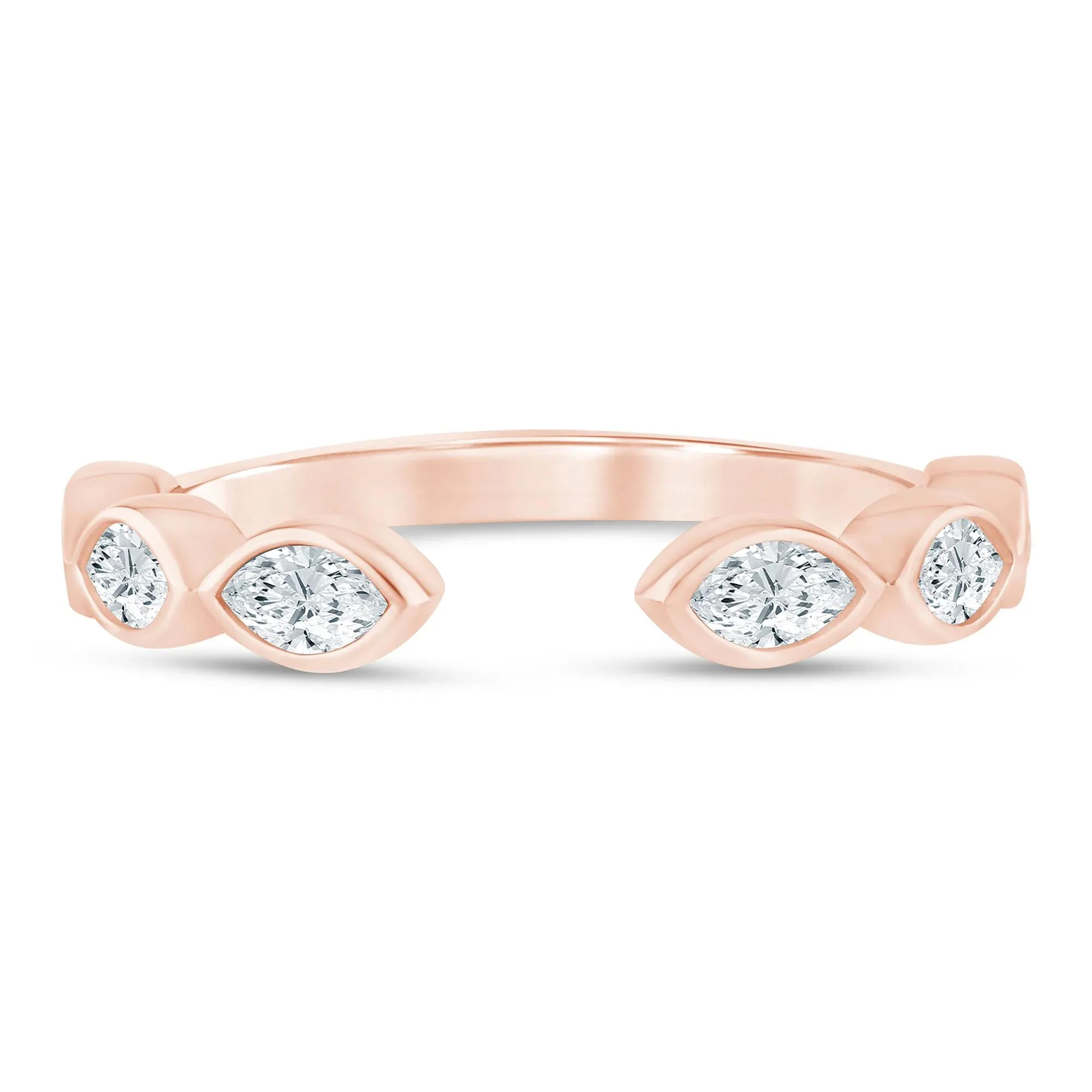 5/8 CT. Tw. Lab Grown Diamond Marquise Open Band Ring 14K Rose Gold Size 7.5 2mm