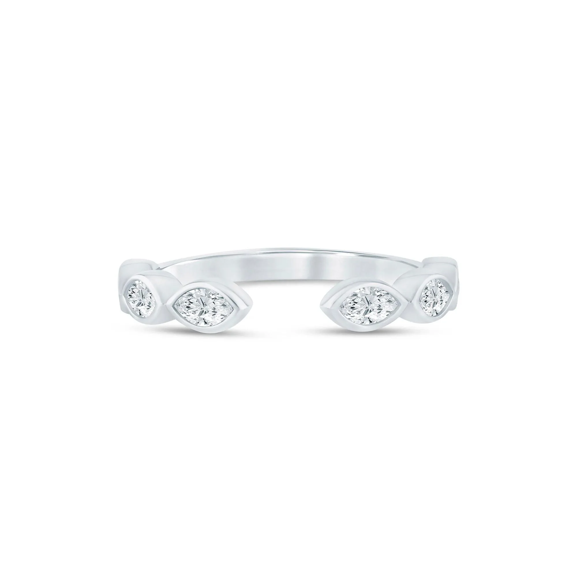 5/8 CT. Tw. Lab Grown Diamond Marquise Open Band Ring 14K White Gold Size 6.5 2mm