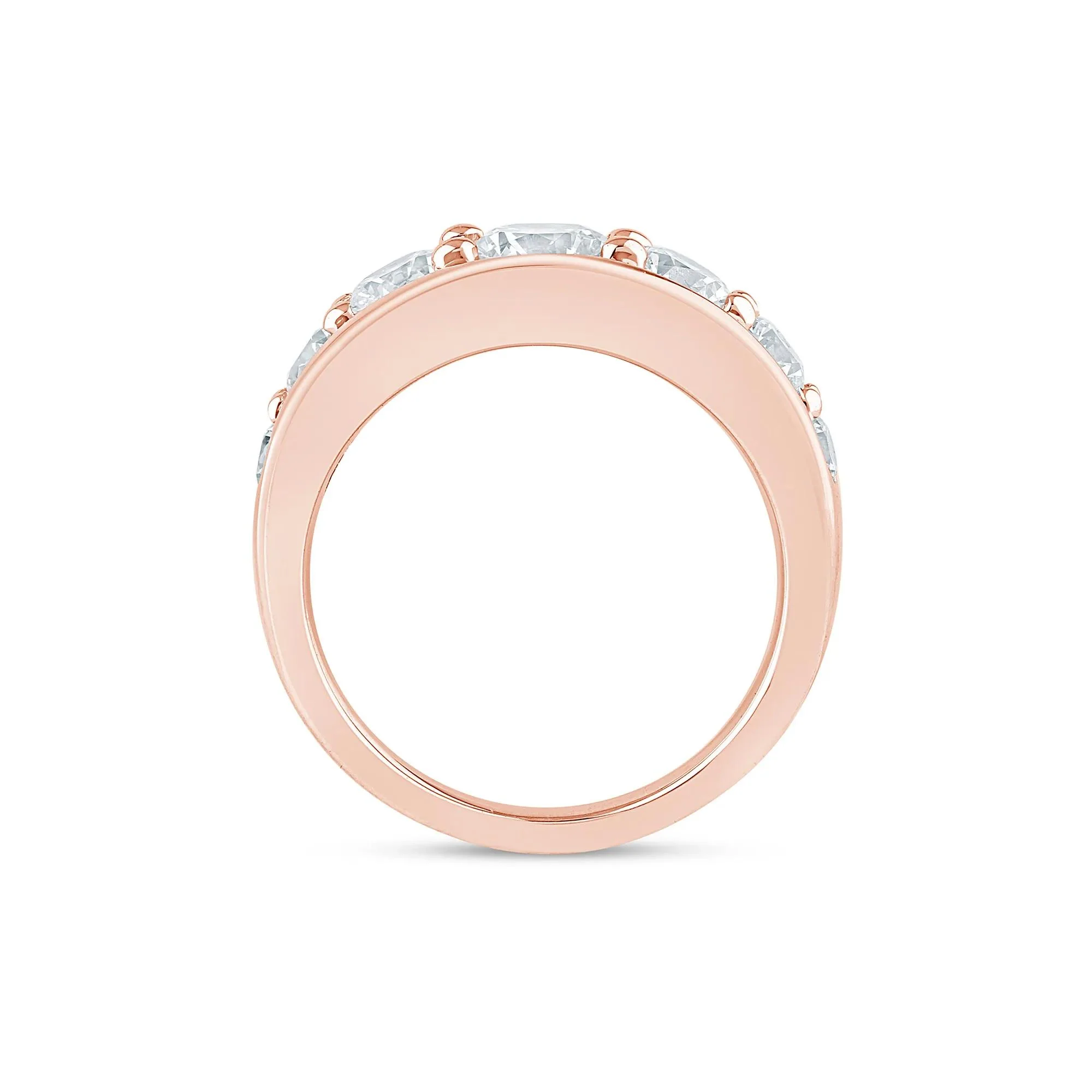2 CT. Tw. Lab Grown Diamond Graduated Channel Band Ring 14K Rose Gold Size 5.5 2mm - Image 2