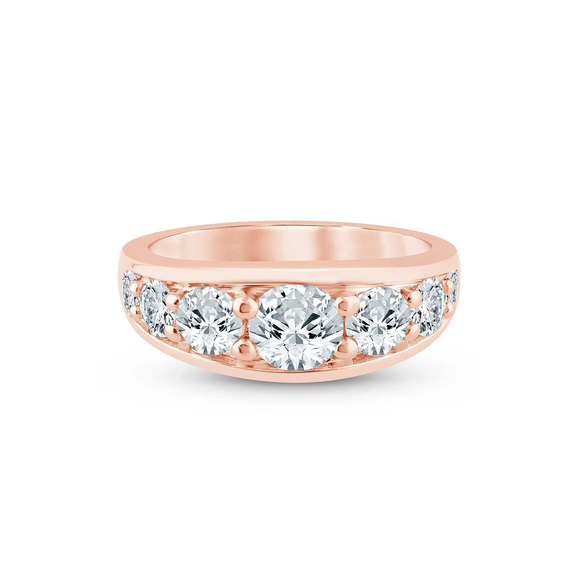 2 CT. Tw. Lab Grown Diamond Graduated Channel Band Ring 14K Rose Gold Size 7.5 2mm