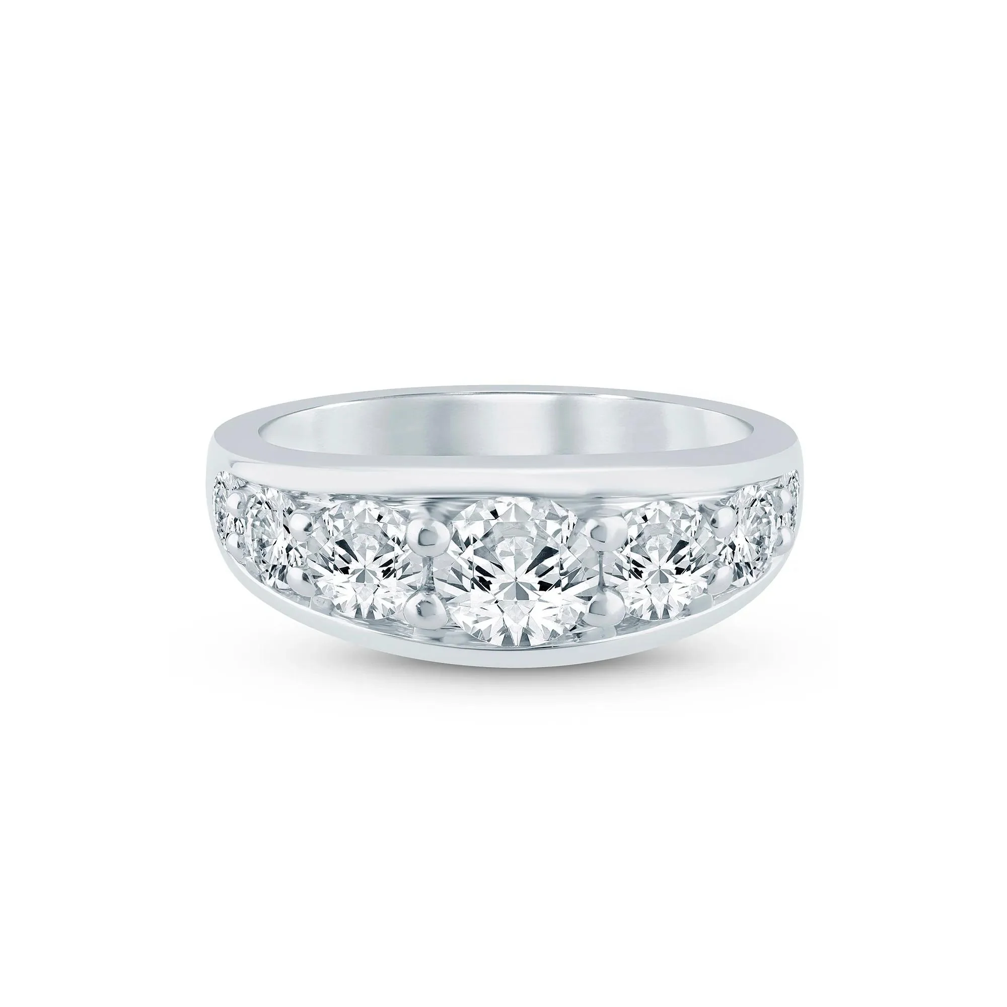 2 CT. Tw. Lab Grown Diamond Graduated Channel Band Ring 14K White Gold Size 7 2mm