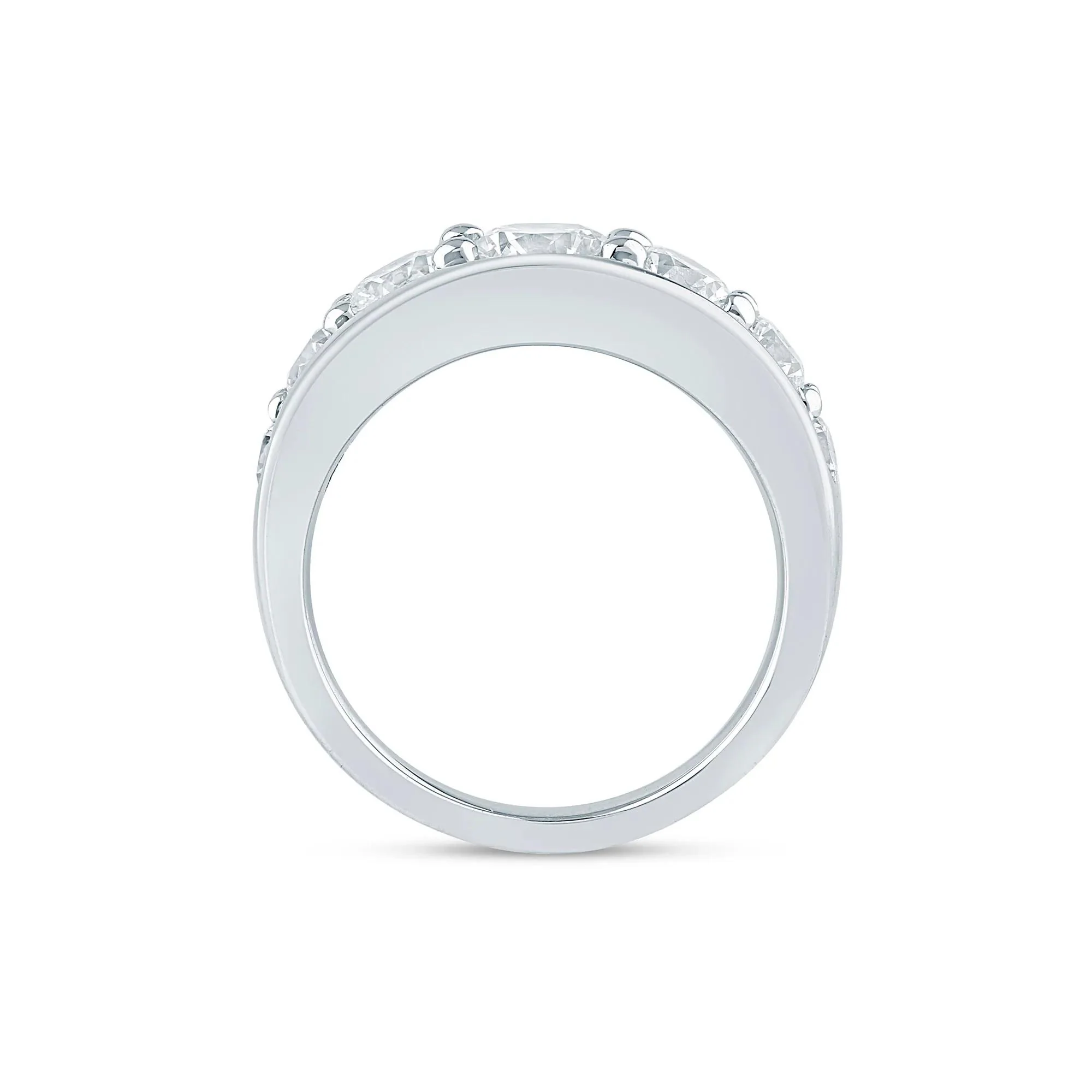 2 CT. Tw. Lab Grown Diamond Graduated Channel Band Ring 14K White Gold Size 9 2mm - Image 2