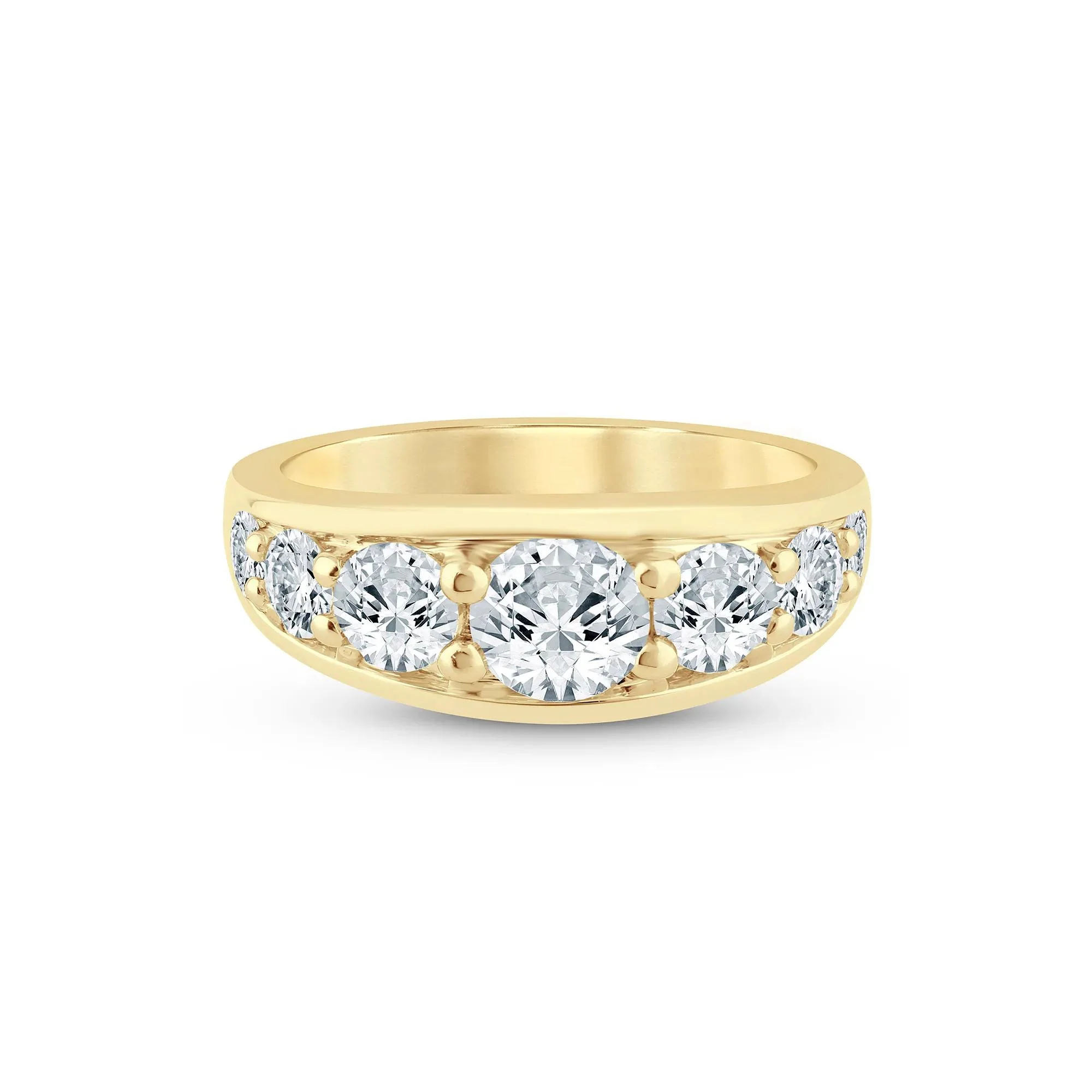 2 CT. Tw. Lab Grown Diamond Graduated Channel Band Ring 14K Yellow Gold Size 7.5 2mm