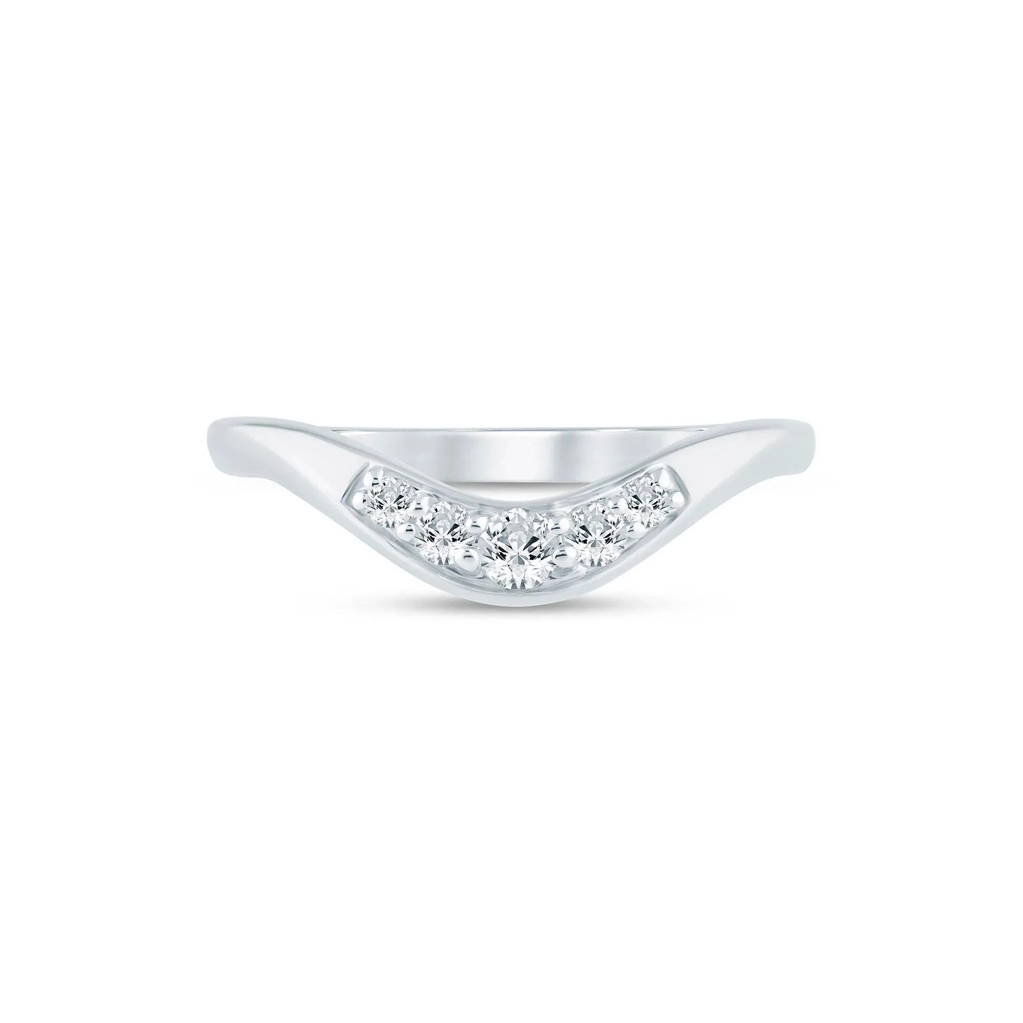 1/5 CT. Tw. Lab Grown Diamond Contour Band Ring 14K White Gold Round Brilliant Cut Size 8.5 1.5mm