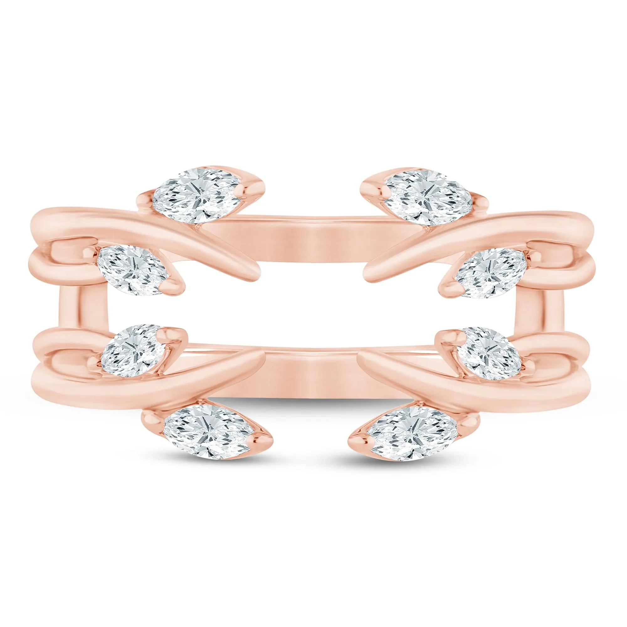3/8 CT. Tw. Lab Grown Diamond Marquise Open Insert 14K Rose Gold Ring Size 6.5mm