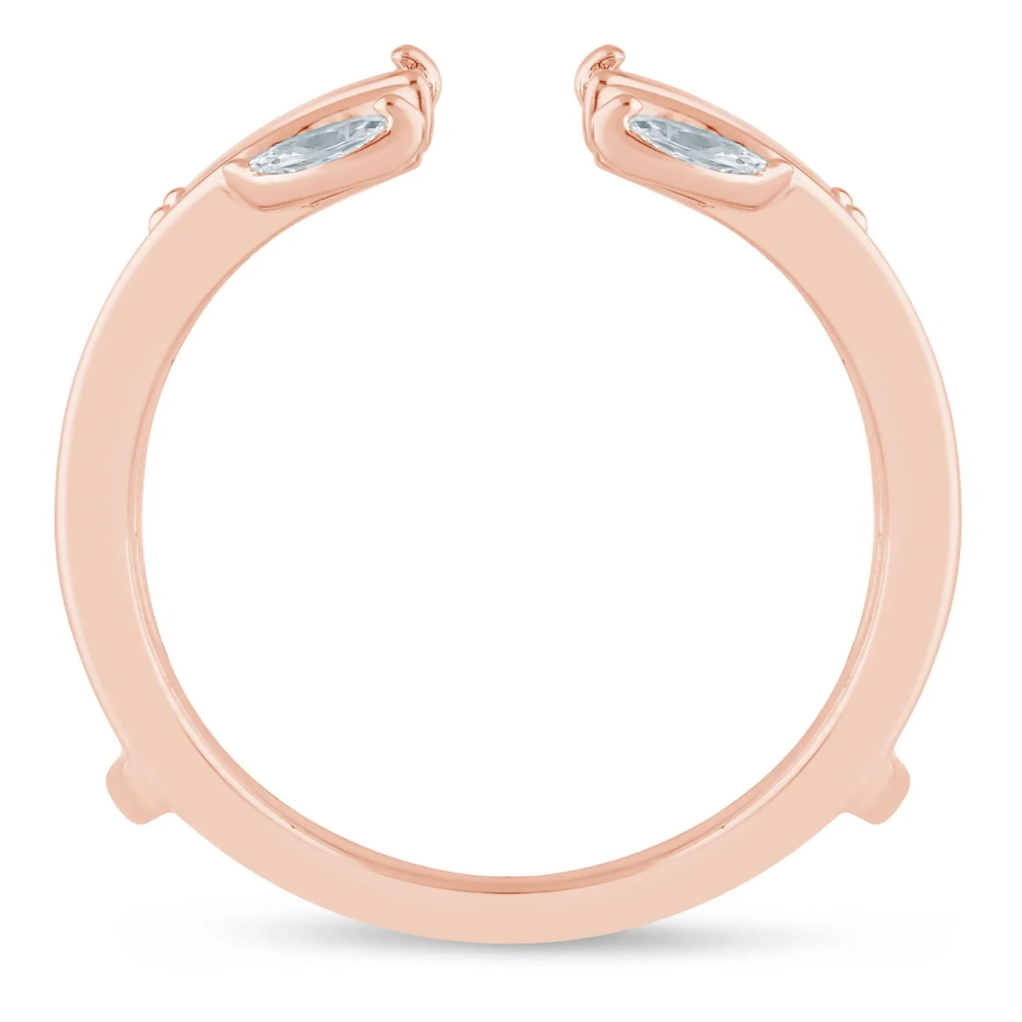 3/8 CT. Tw. Lab Grown Diamond Marquise Open Insert 14K Rose Gold Ring Size 9 6.5mm - Image 2