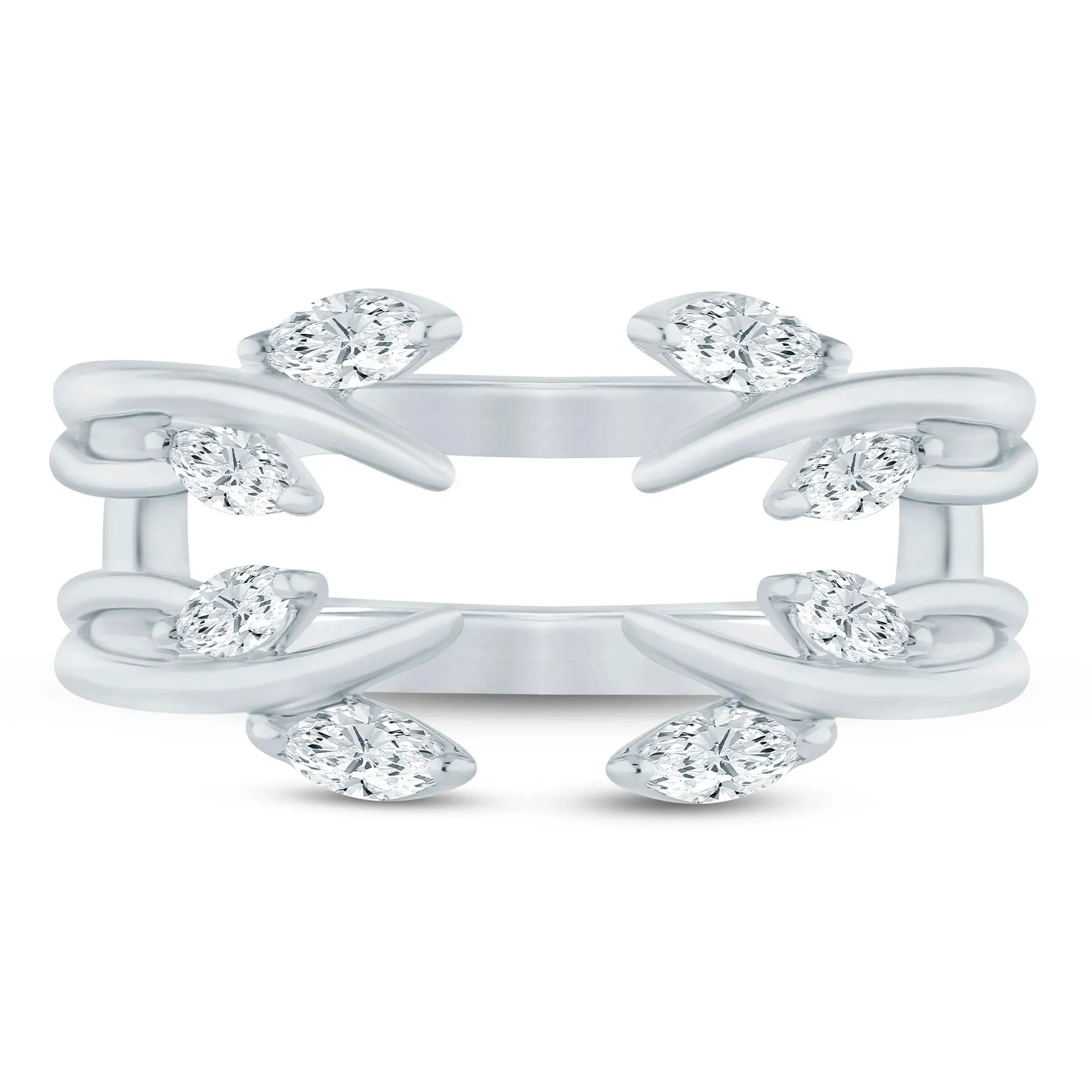 3/8 CT. Tw. Lab Grown Diamond Marquise Open Insert 14K White Gold Ring Size 5.5 6.5mm