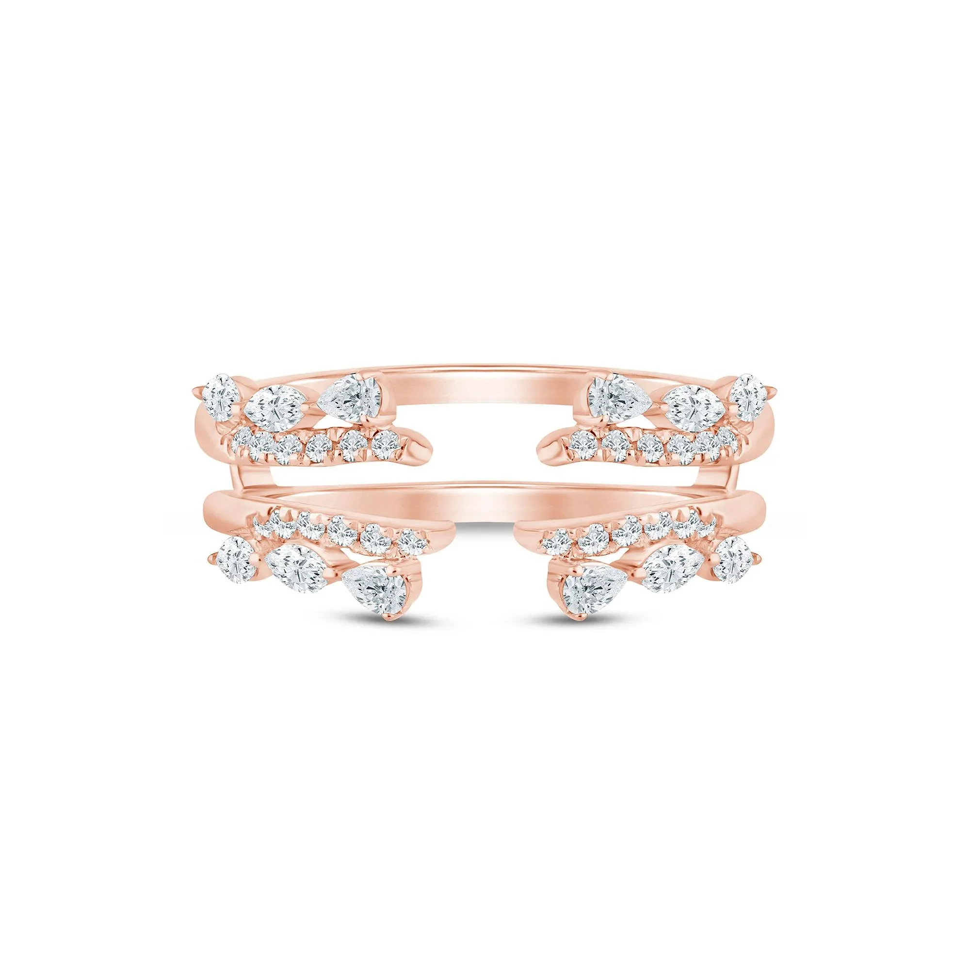 1/2 CT. Tw. Lab Grown Diamond Insert 14K Rose Gold Ring Size 7.5 2.5mm