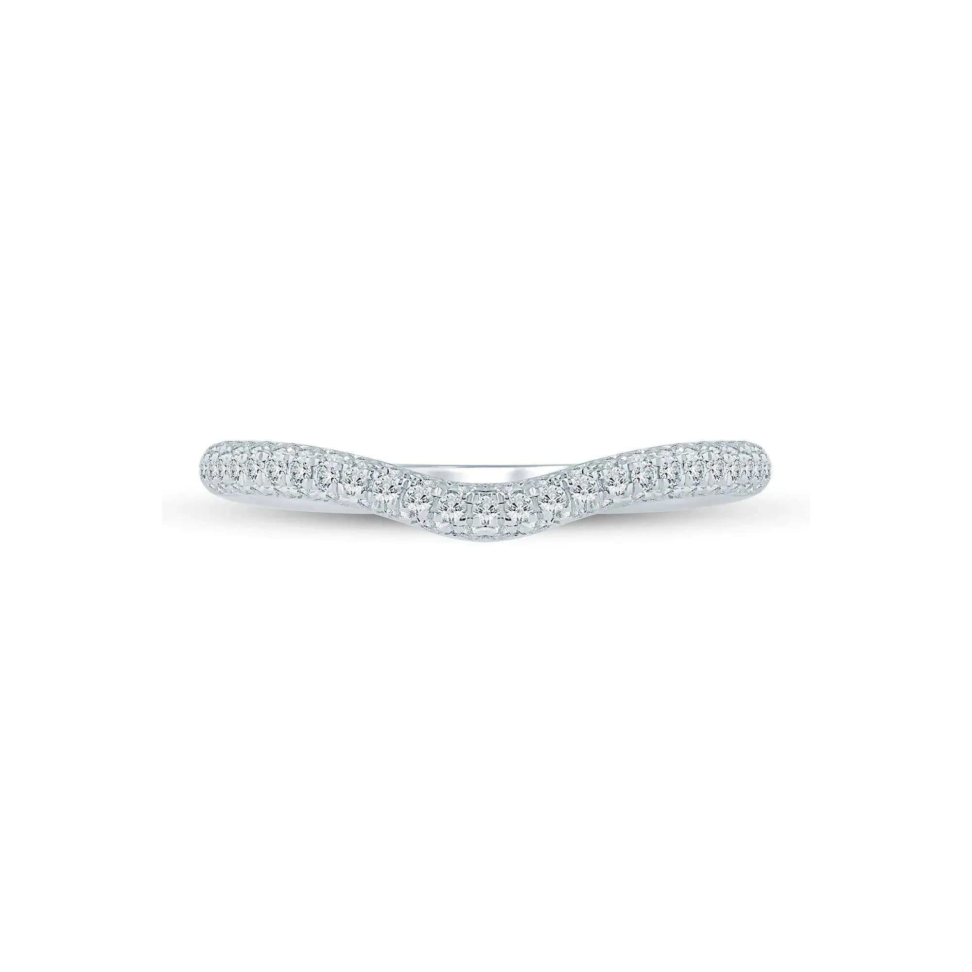 1/3 CT. Tw. Lab Grown Diamond Pave Contour Band Ring 14K White Gold Size 8.5 1.5mm