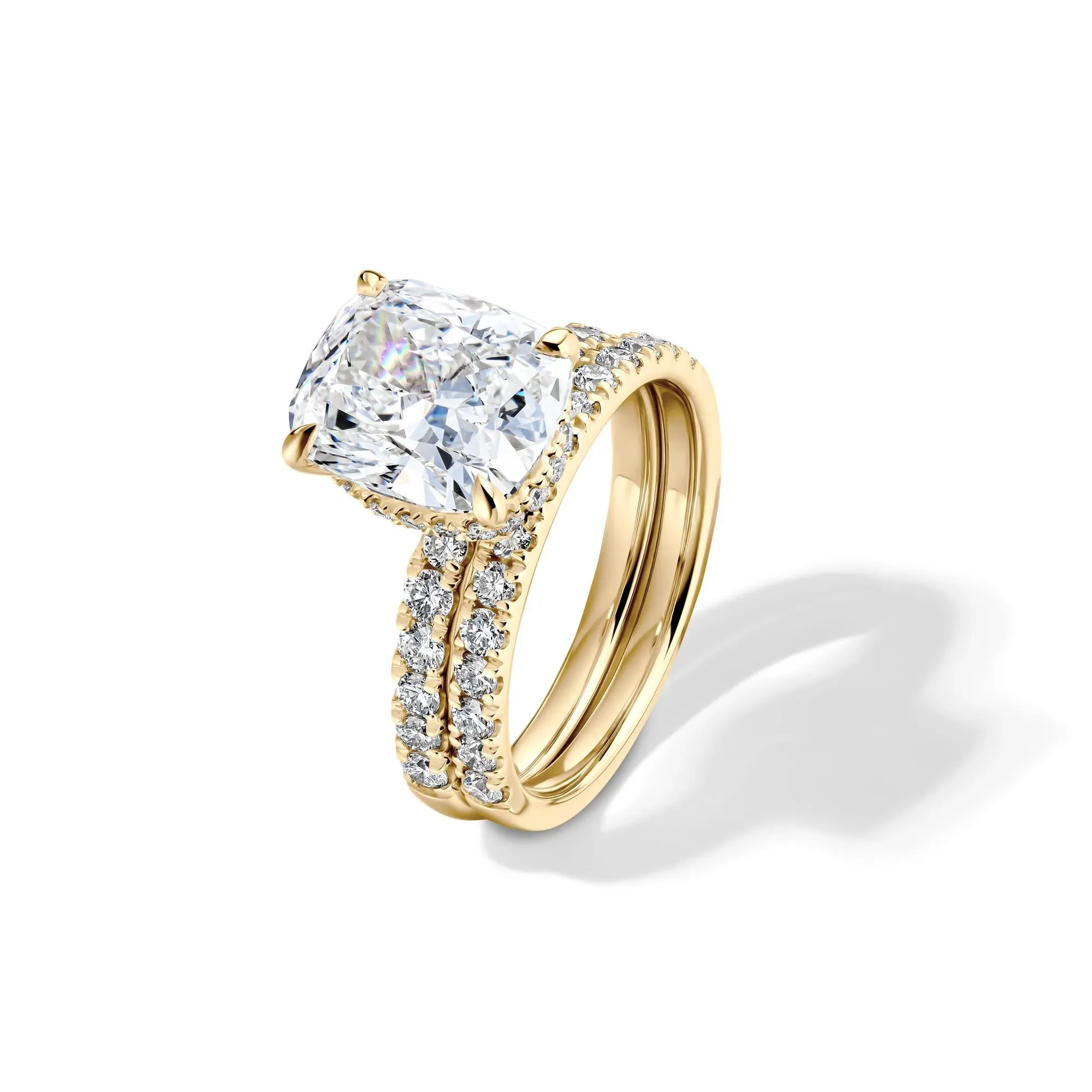 5 CT. Tw. Lab Grown Diamond Elongated Cushion Bridal Set 14K Yellow Gold Ring Size 7 2mm - Image 4