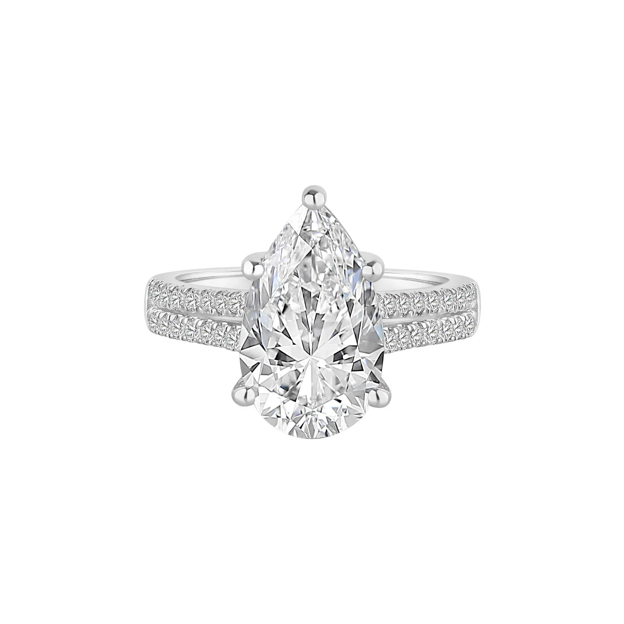 3 1/2 CT. Tw. Lab Grown Diamond Pear-Shaped Engagement Ring 14K White Gold Size 5