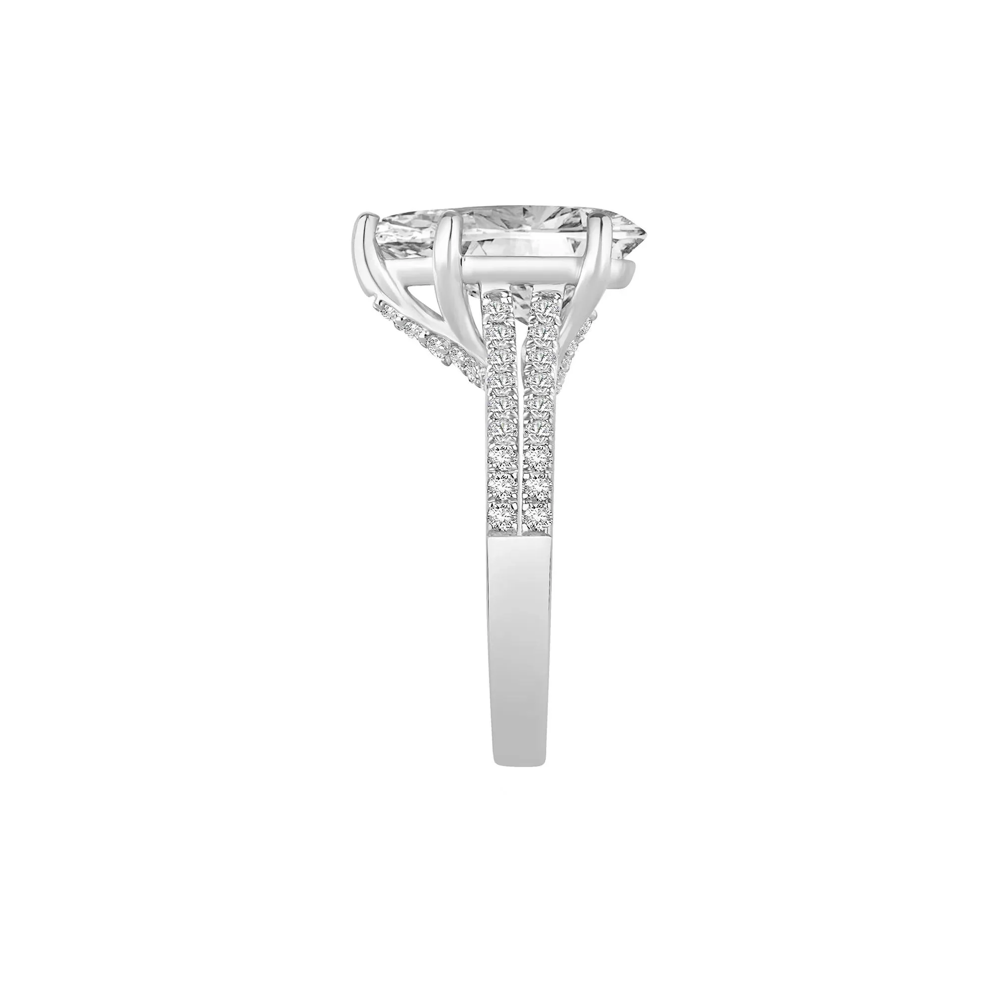 3 1/2 CT. Tw. Lab Grown Diamond Pear-Shaped Engagement Ring 14K White Gold Size 6 - Image 3