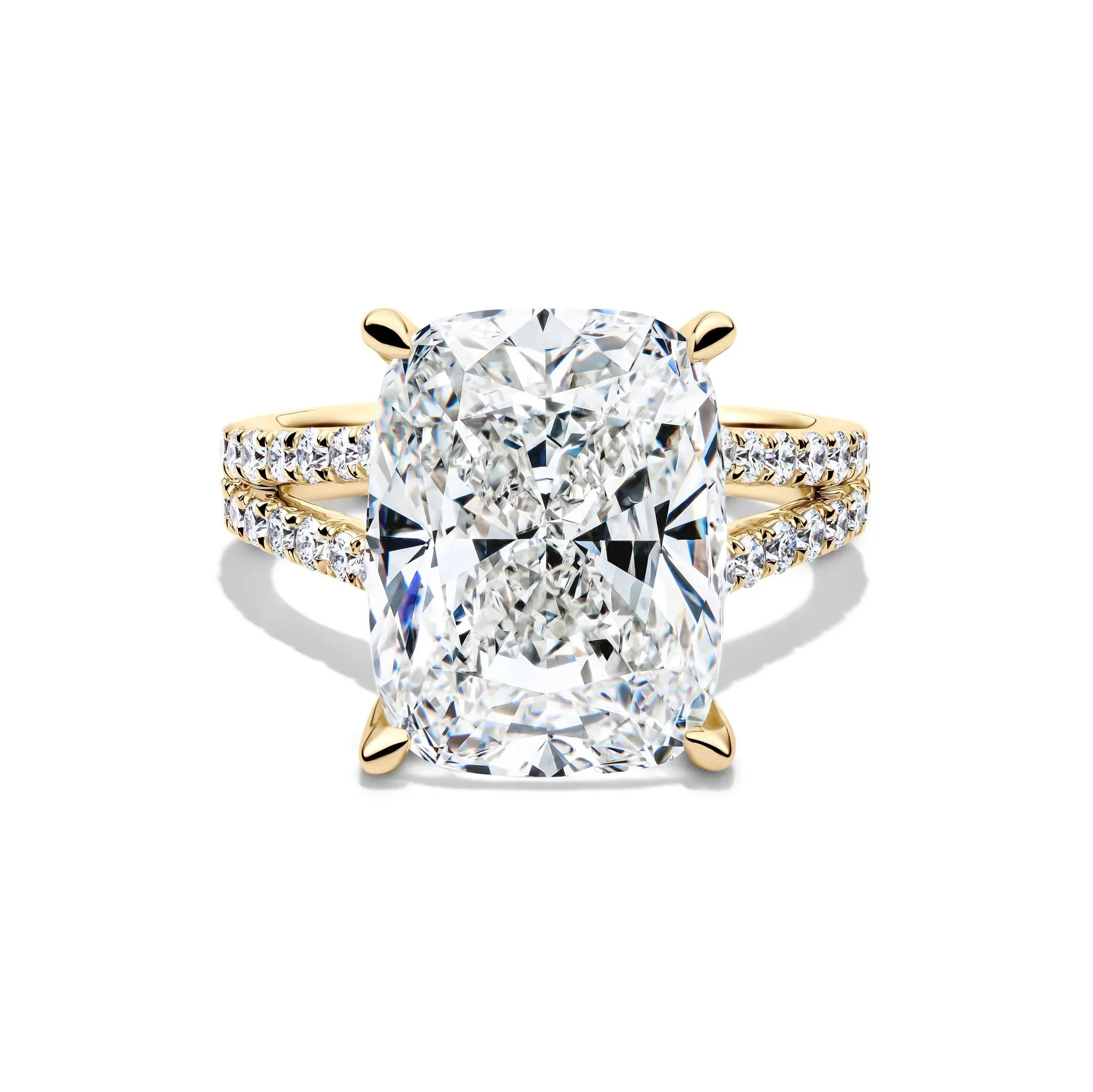 11 CT. Tw. Lab Grown Diamond Elongated Cushion-Cut Engagement Ring 14K Yellow Gold Size 5 1.5mm
