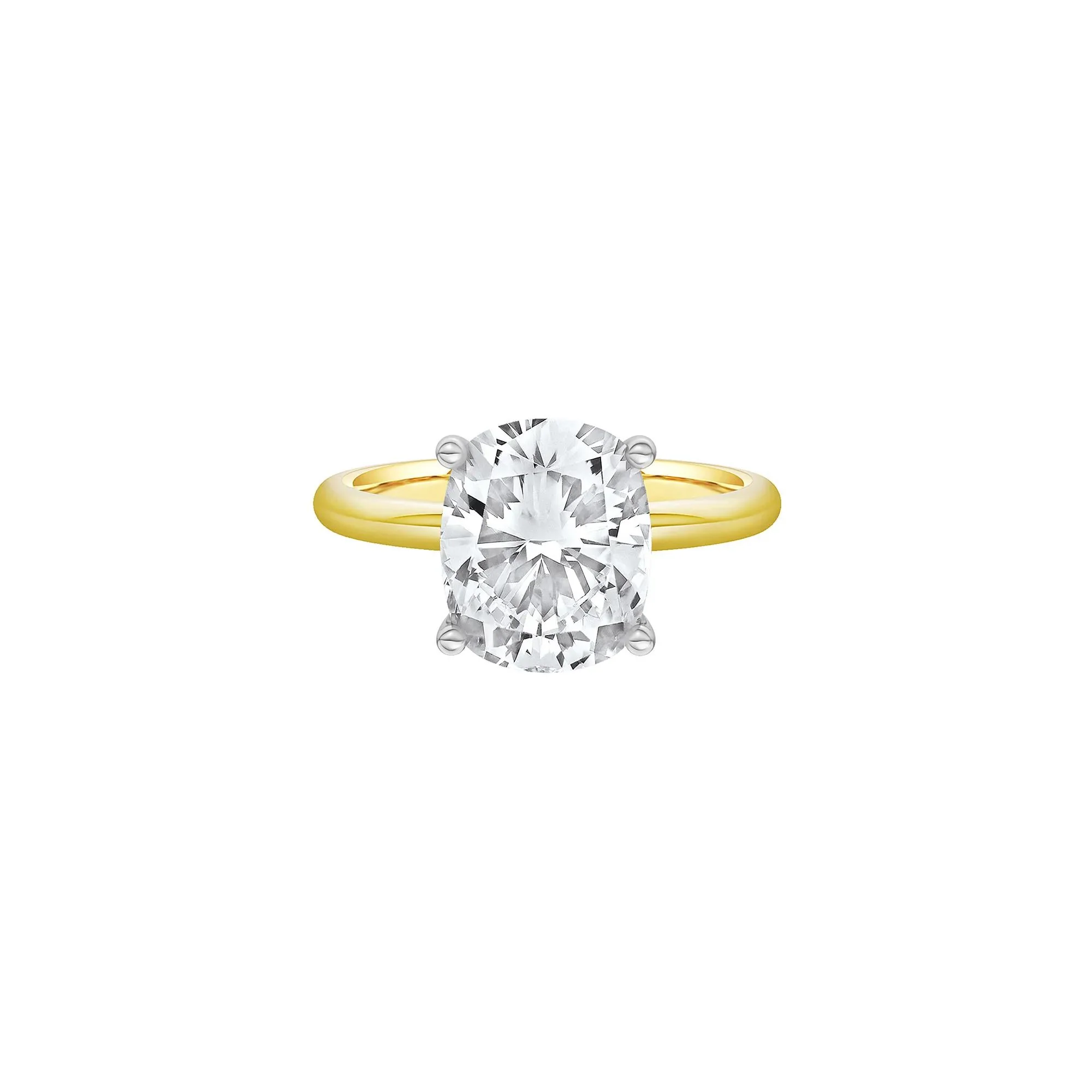 4 CT. Tw. Lab Grown Diamond Elongated Cushion-Cut Engagement Ring 14K Yellow and White Gold Size 12 2mm