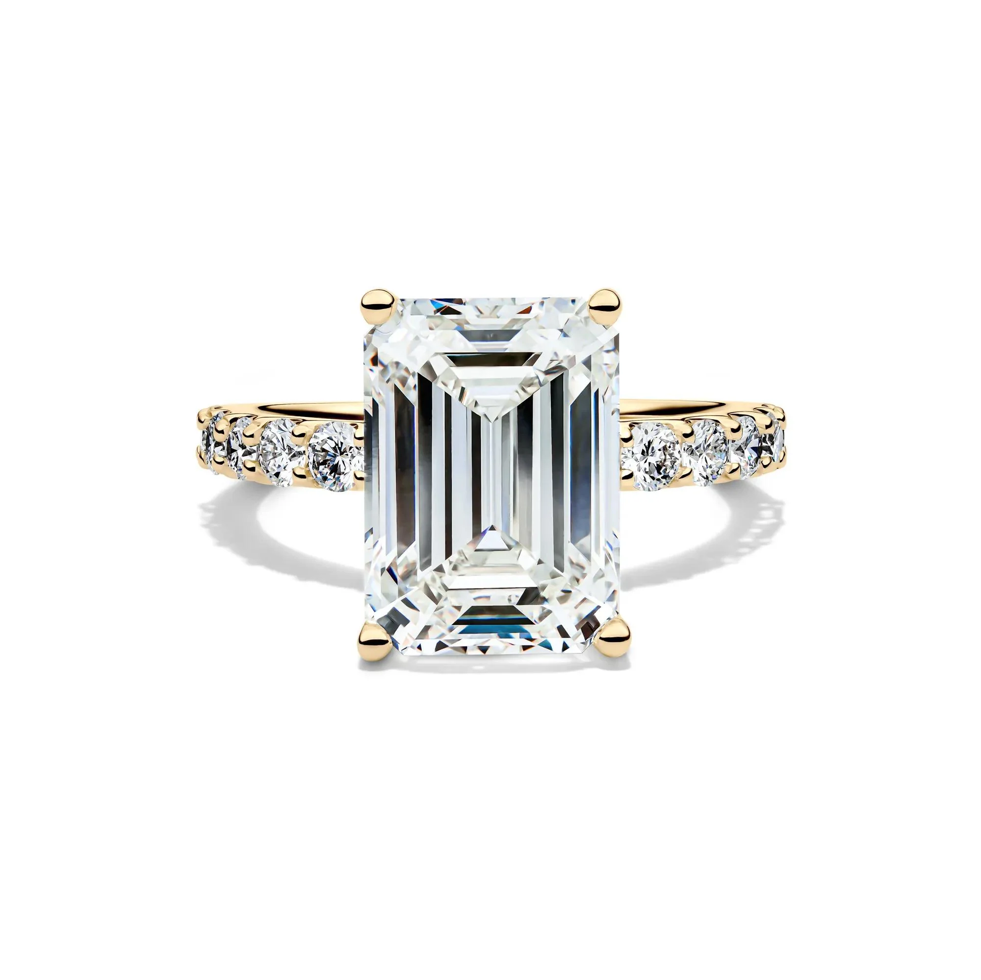 7 3/4 CT. Tw. Lab Grown Diamond Emerald-Cut Engagement Ring 14K Yellow Gold Size 5 12.5mm