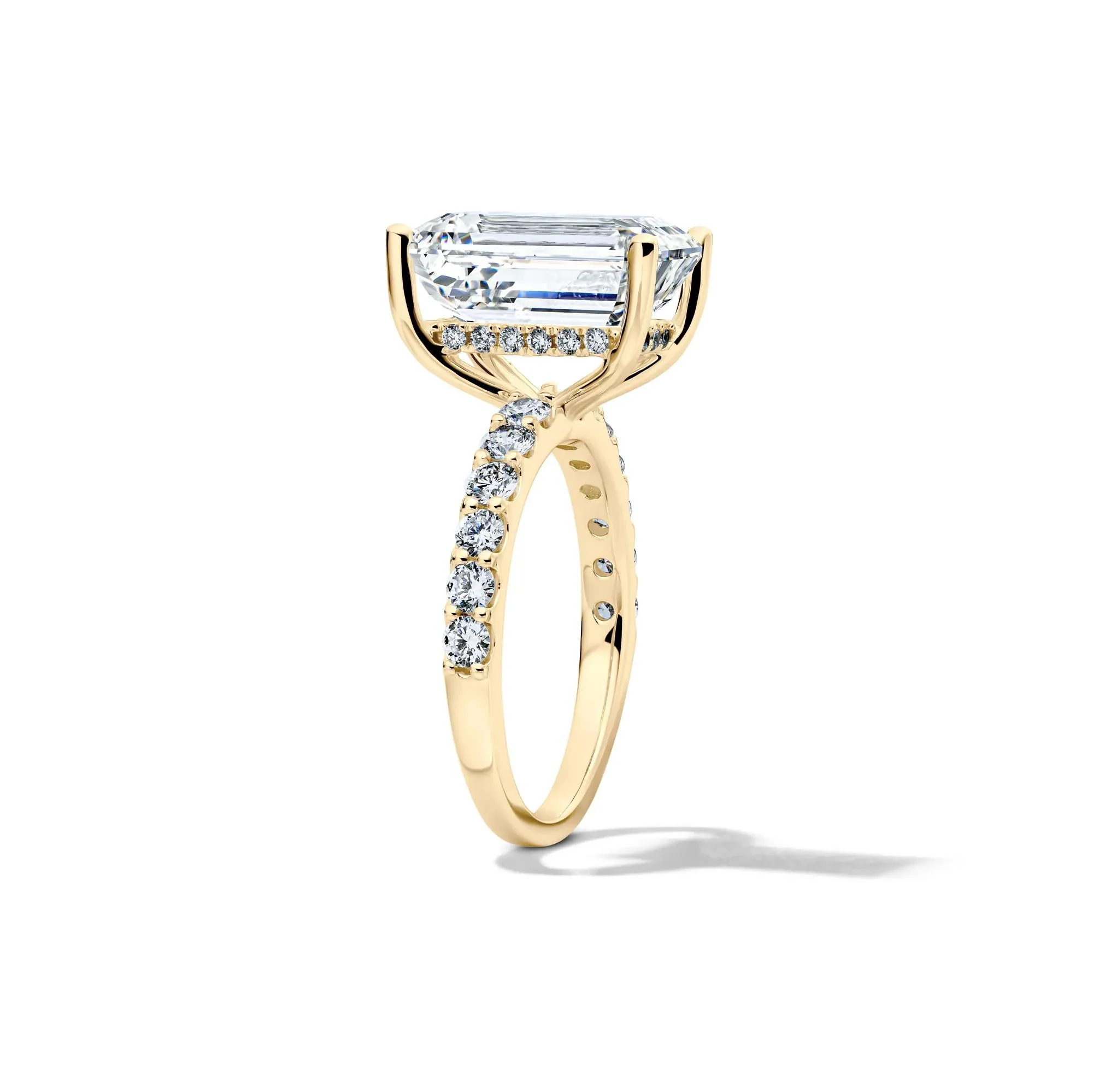 7 3/4 CT. Tw. Lab Grown Diamond Emerald-Cut Engagement Ring 14K Yellow Gold Size 8 12.5mm - Image 3
