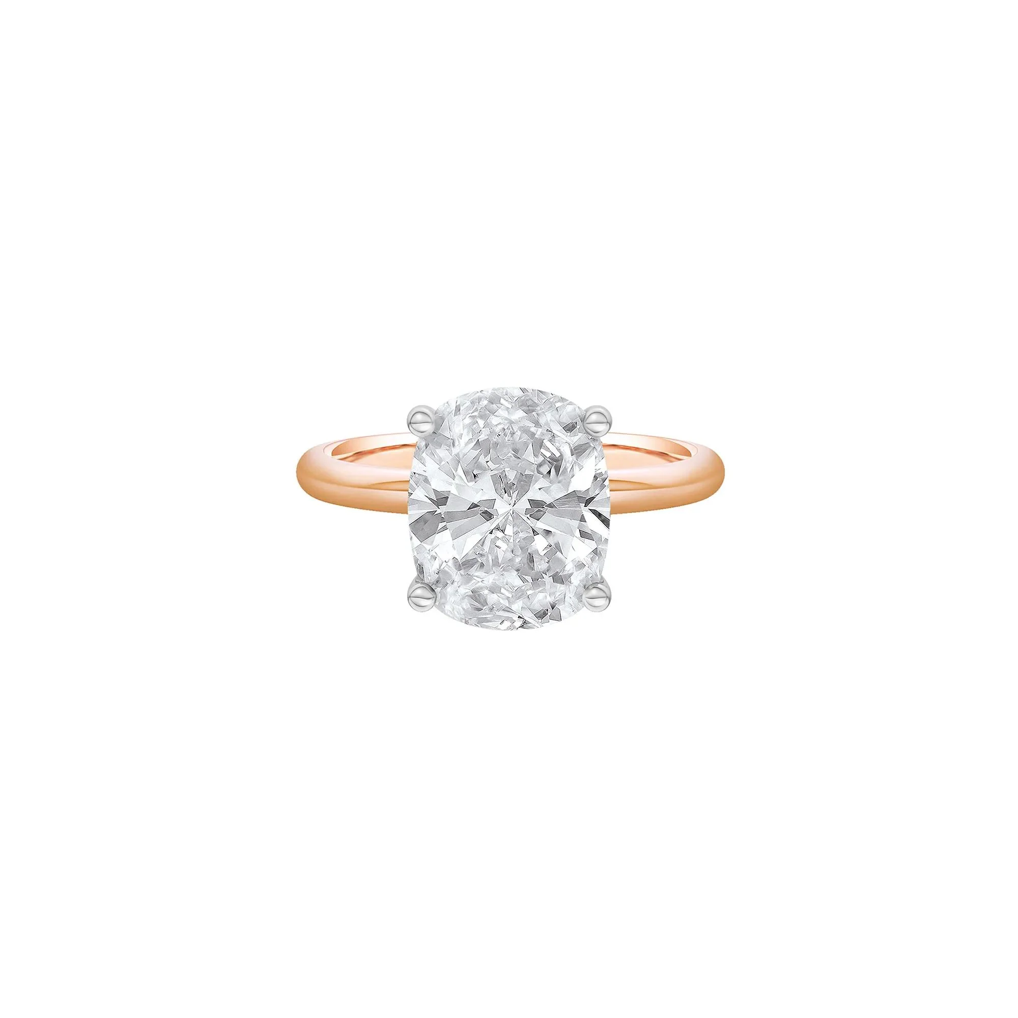 5 CT. Tw. Lab Grown Diamond Elongated Cushion-Cut Engagement Ring 14K Rose and White Gold Size 10 2mm