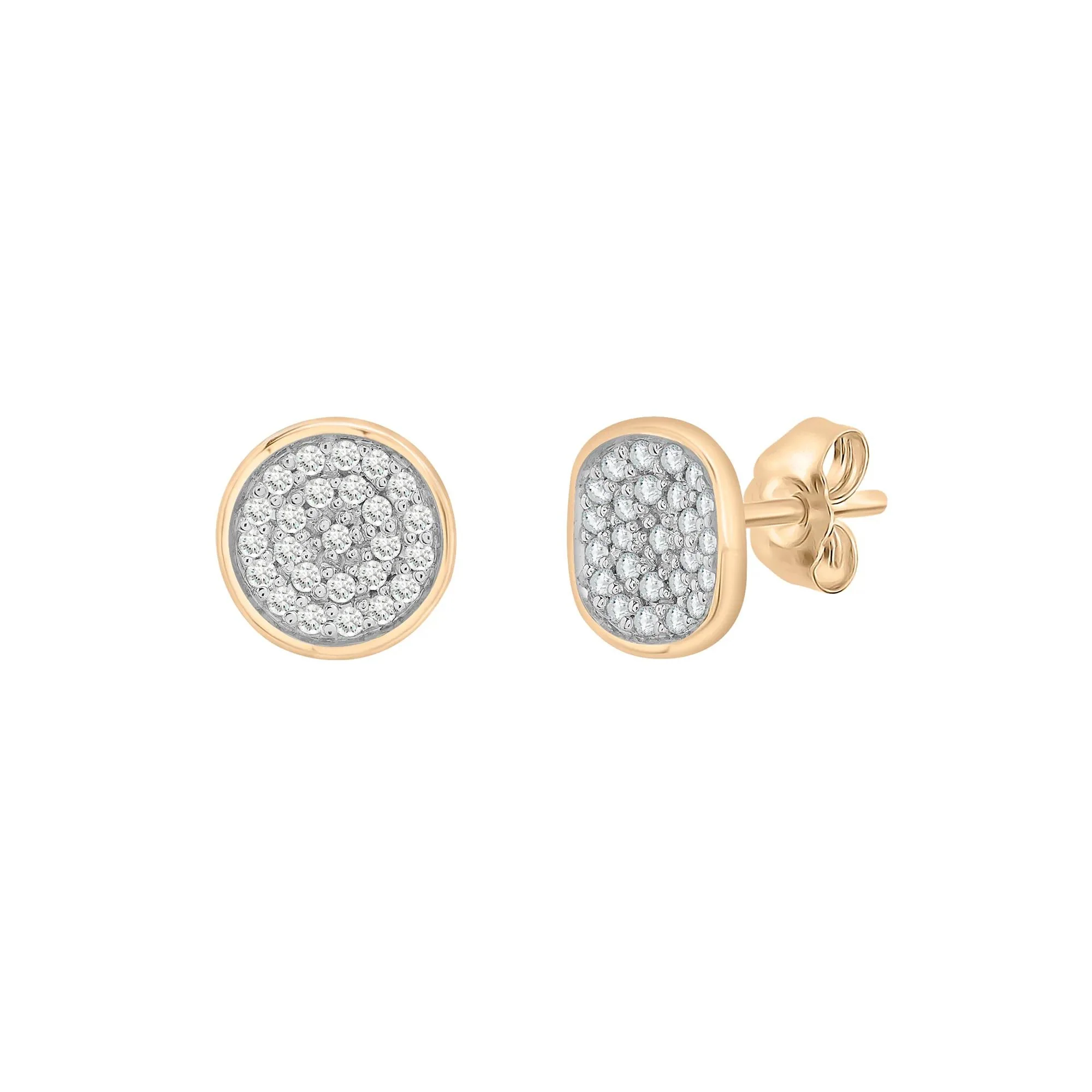 1/10 CT. Tw. Diamond Flat Disc Stud Earrings 10K Yellow Gold Size 5.70mm
