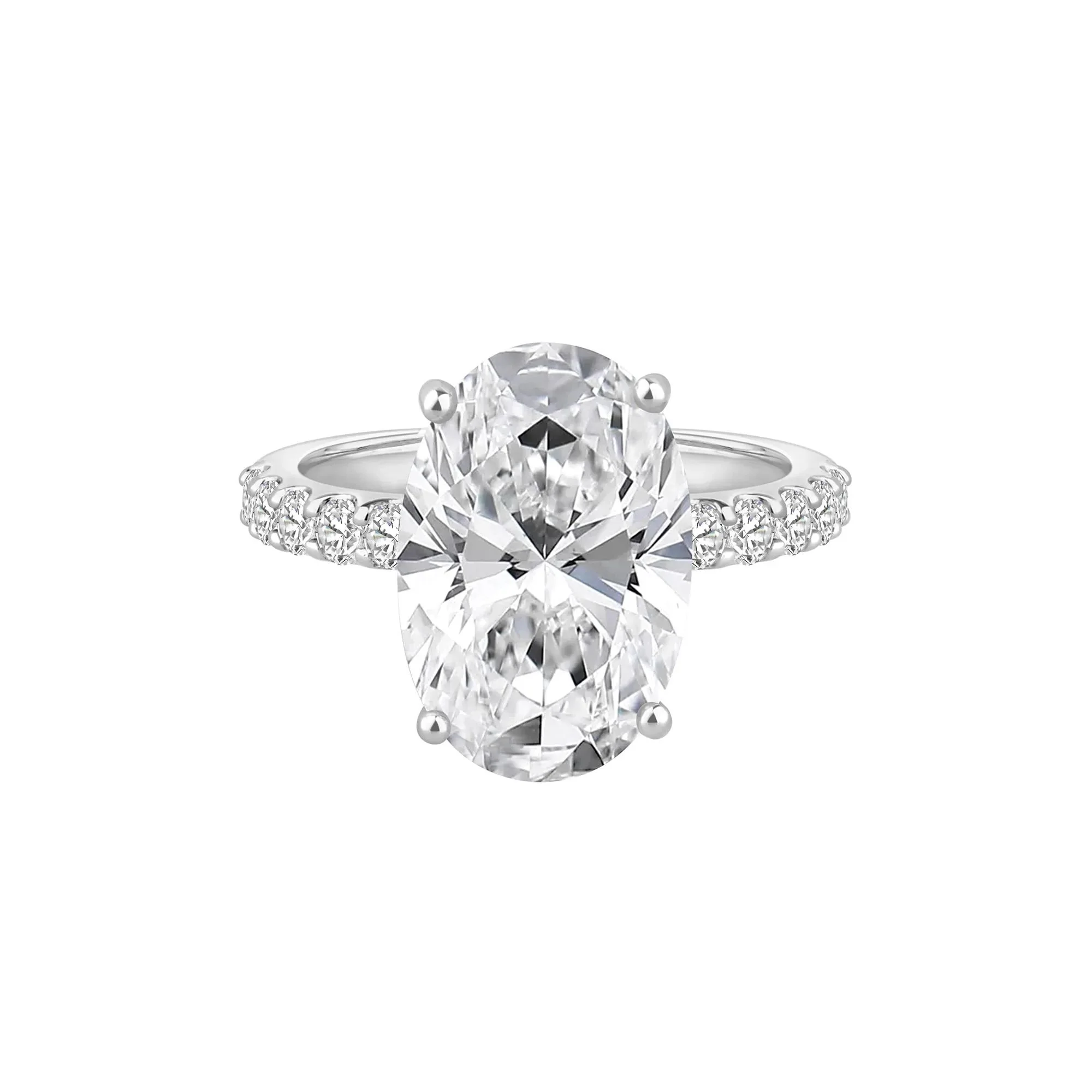 7 3/4 CT. Tw. Lab Grown Diamond Oval Engagement Ring 14K White Gold Size 6