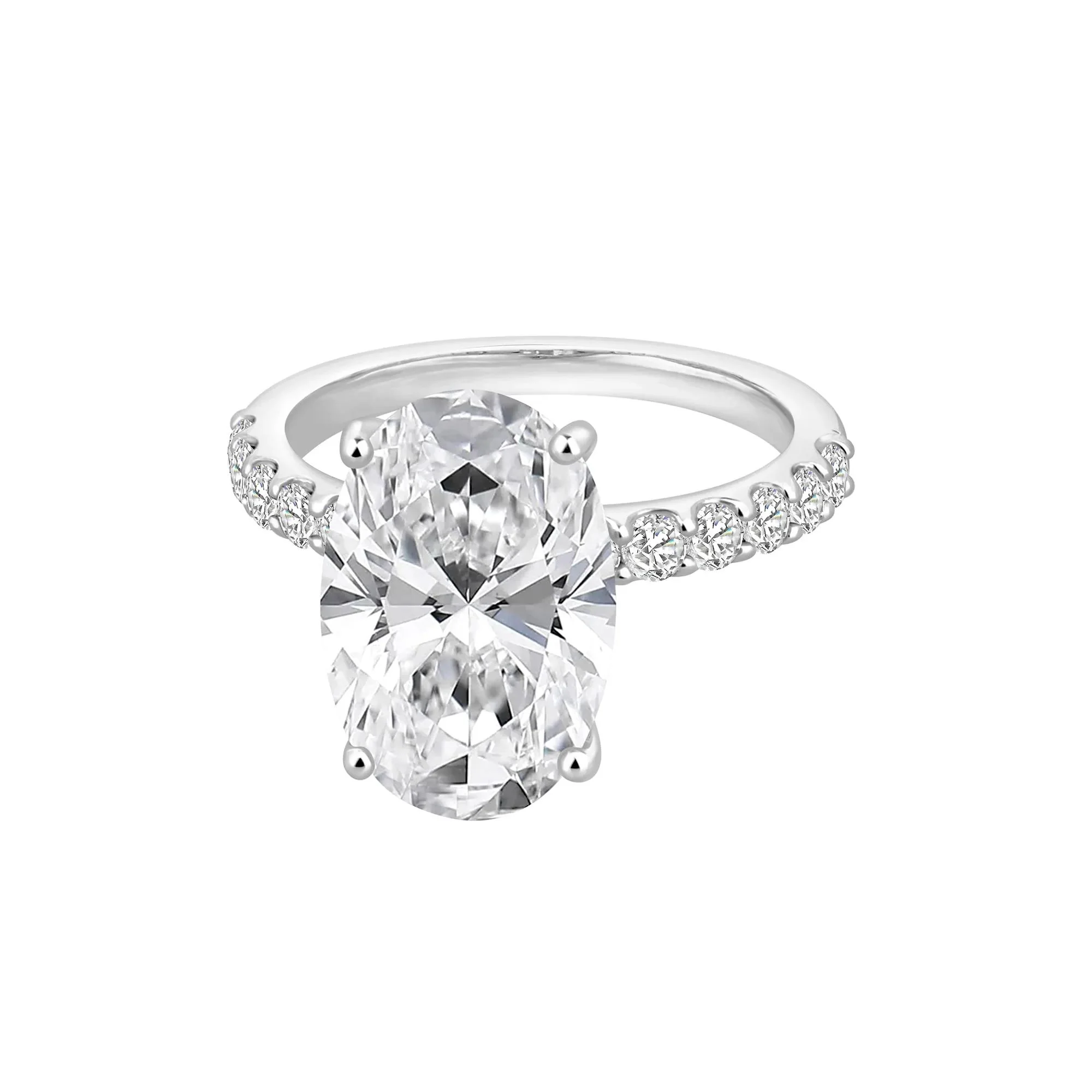 7 3/4 CT. Tw. Lab Grown Diamond Oval Engagement Ring 14K White Gold Size 8 - Image 4