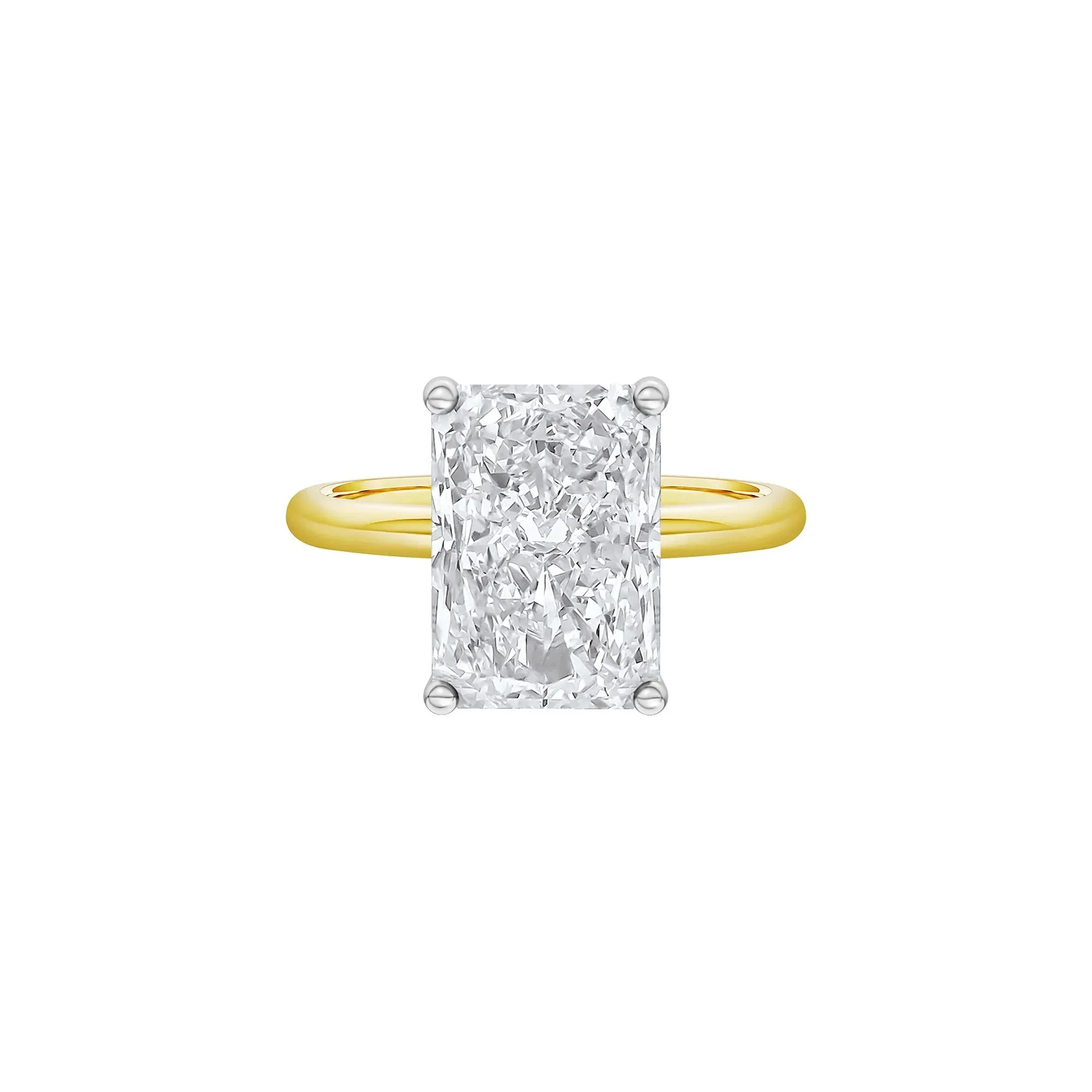 Lab Grown Diamond Radiant-Cut Solitaire Ring 14K Yellow & White Gold (5 CT.) Size 4 2mm