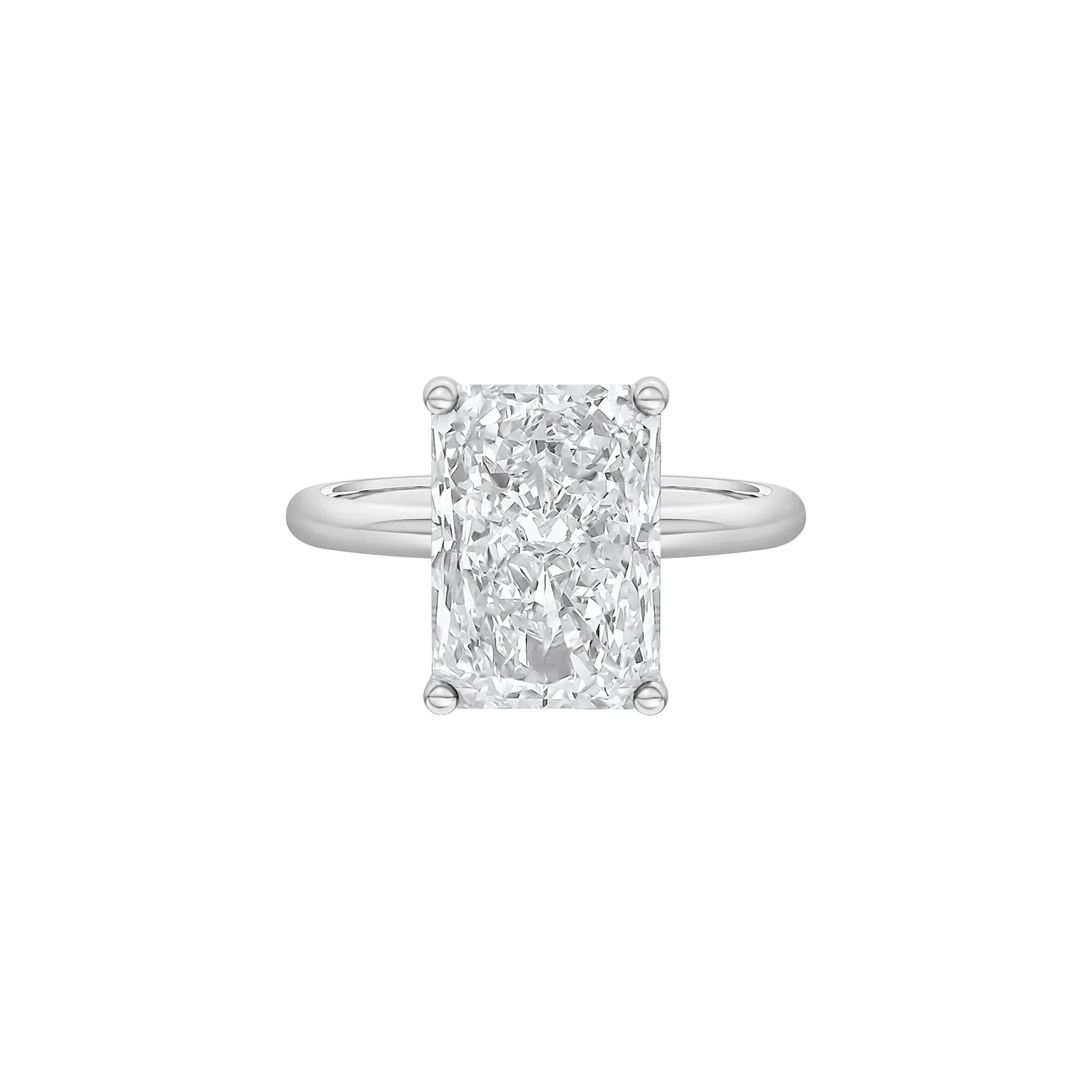 Lab Grown Diamond Radiant-Cut Solitaire Ring Platinum (5 CT.) White Size 10 2mm