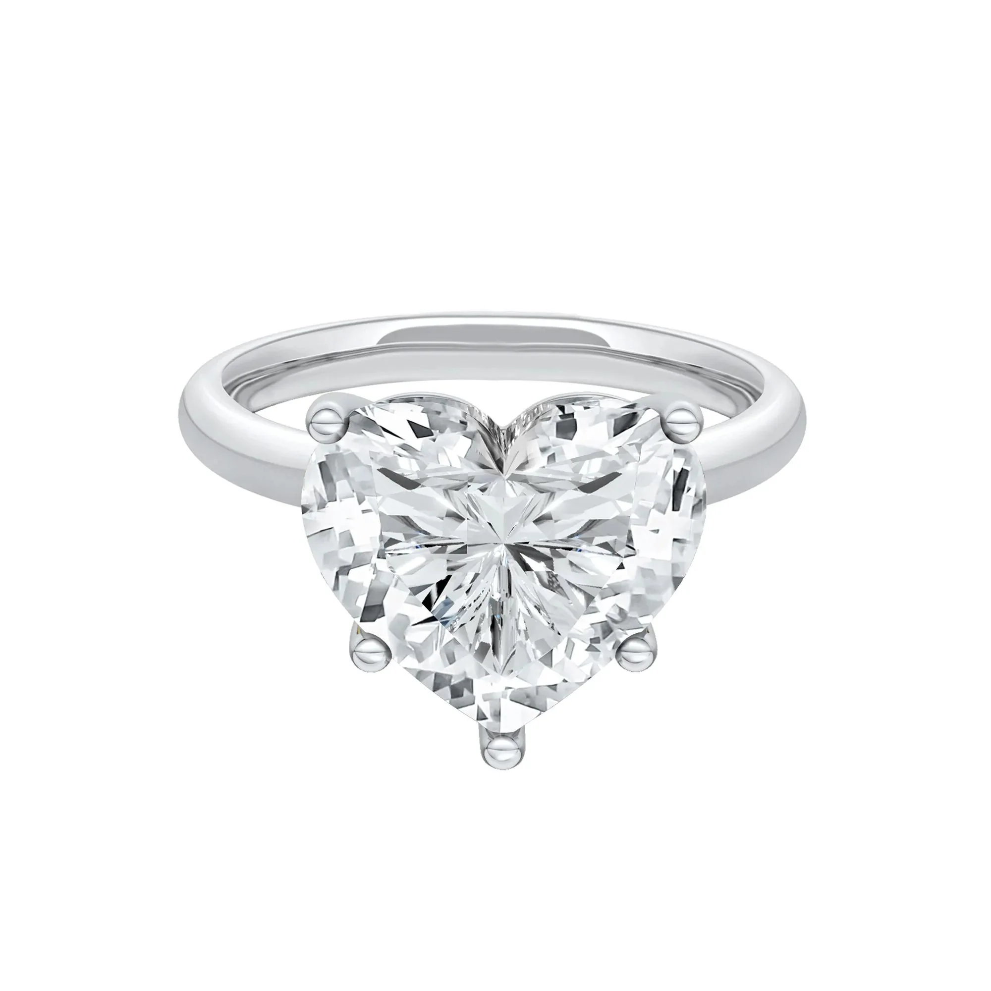 Lab Grown Diamond Heart-Shaped Solitaire Ring 14K White Gold (5 CT.) Size 5.5 2mm