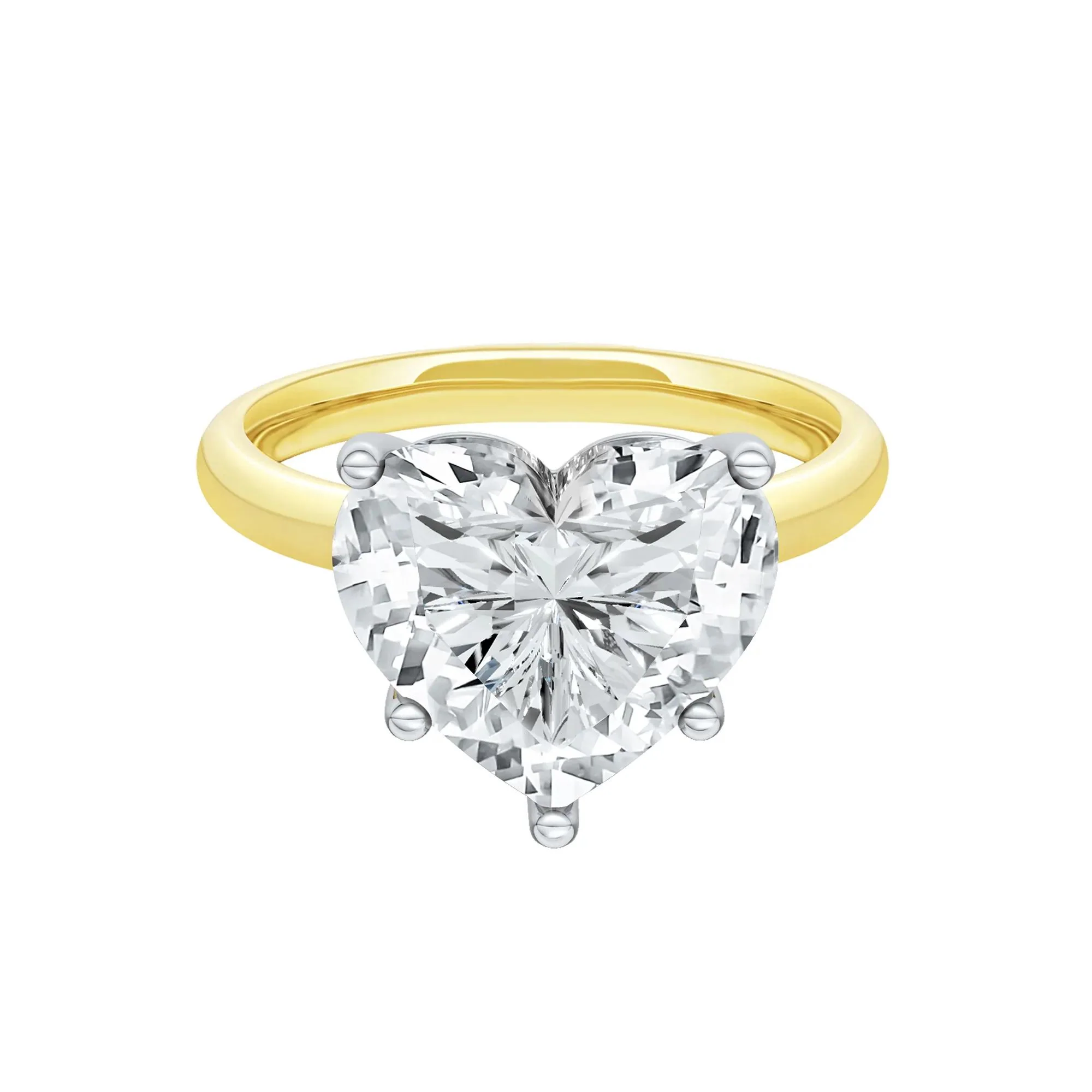 Lab Grown Diamond Heart-Shaped Solitaire Ring 14K Yellow & White Gold (5 CT.) Size 11 2mm