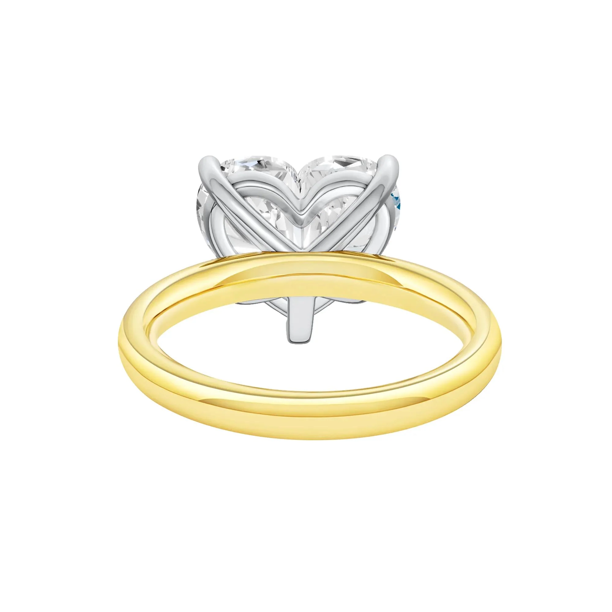 Lab Grown Diamond Heart-Shaped Solitaire Ring 14K Yellow & White Gold (5 CT.) Size 9 2mm - Image 4
