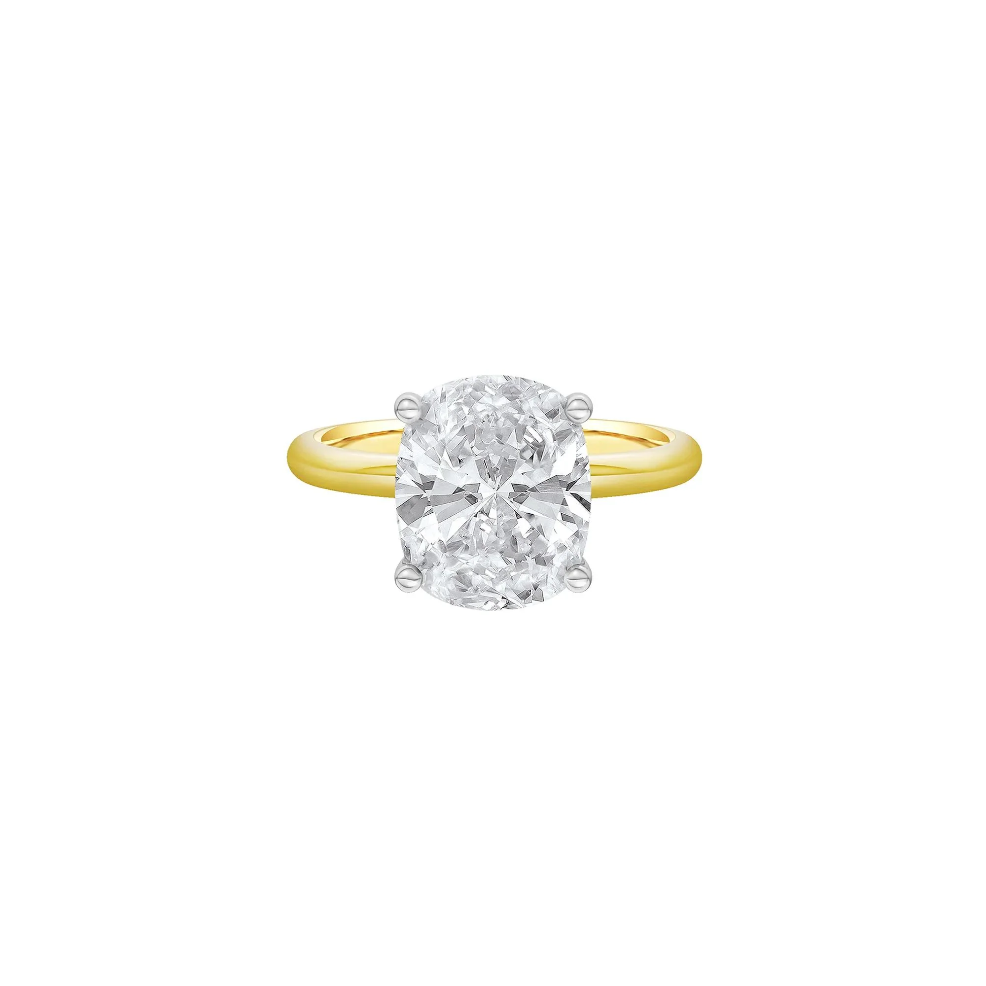 5 CT. Tw. Lab Grown Diamond Elongated Cushion-Cut Engagement Ring 14K Yellow and White Gold Size 10 2mm