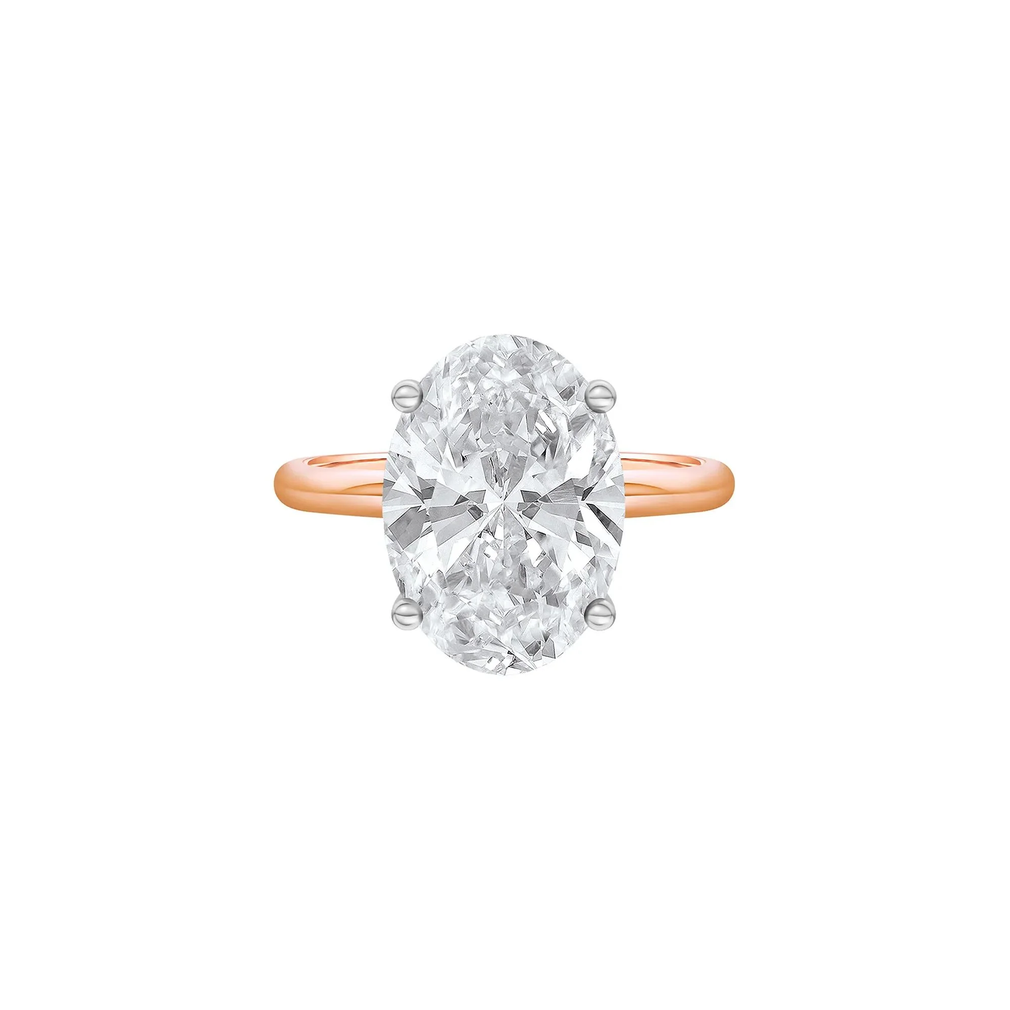 5 CT. Tw. Lab Grown Diamond Oval Solitaire Engagement Ring 14K Rose & White Gold Size 5.5 2mm