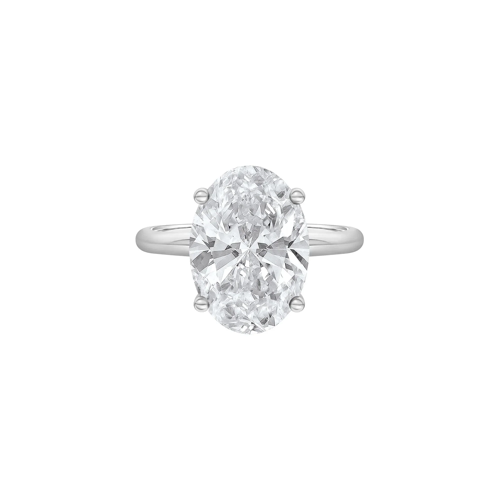 Lab Grown Diamond Oval Solitaire Ring 14K White Gold (5 CT.) Size 7.5 2mm