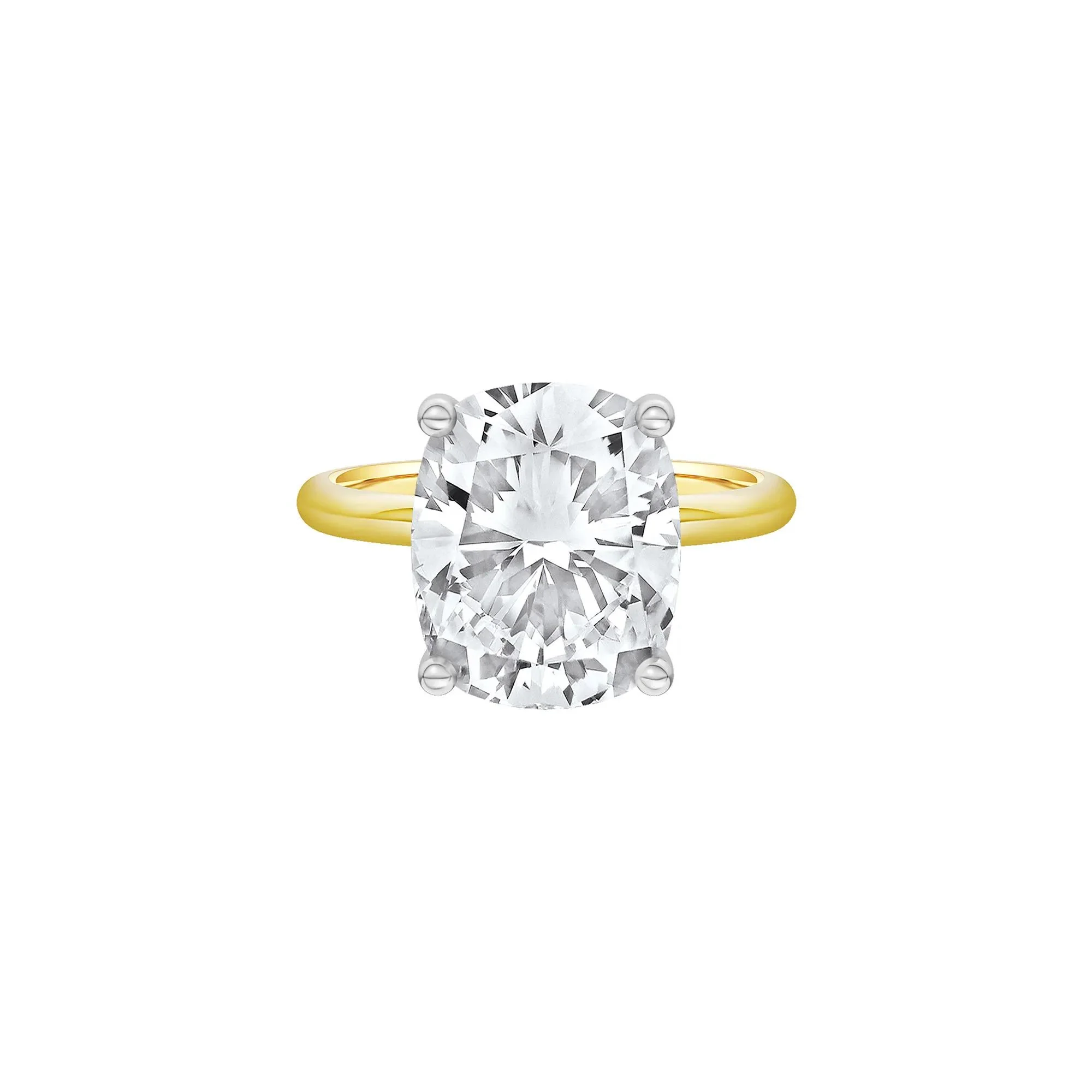 6 CT. Tw. Lab Grown Diamond Elongated Cushion-Cut Engagement Ring 14K Yellow and White Gold Size 8 2mm