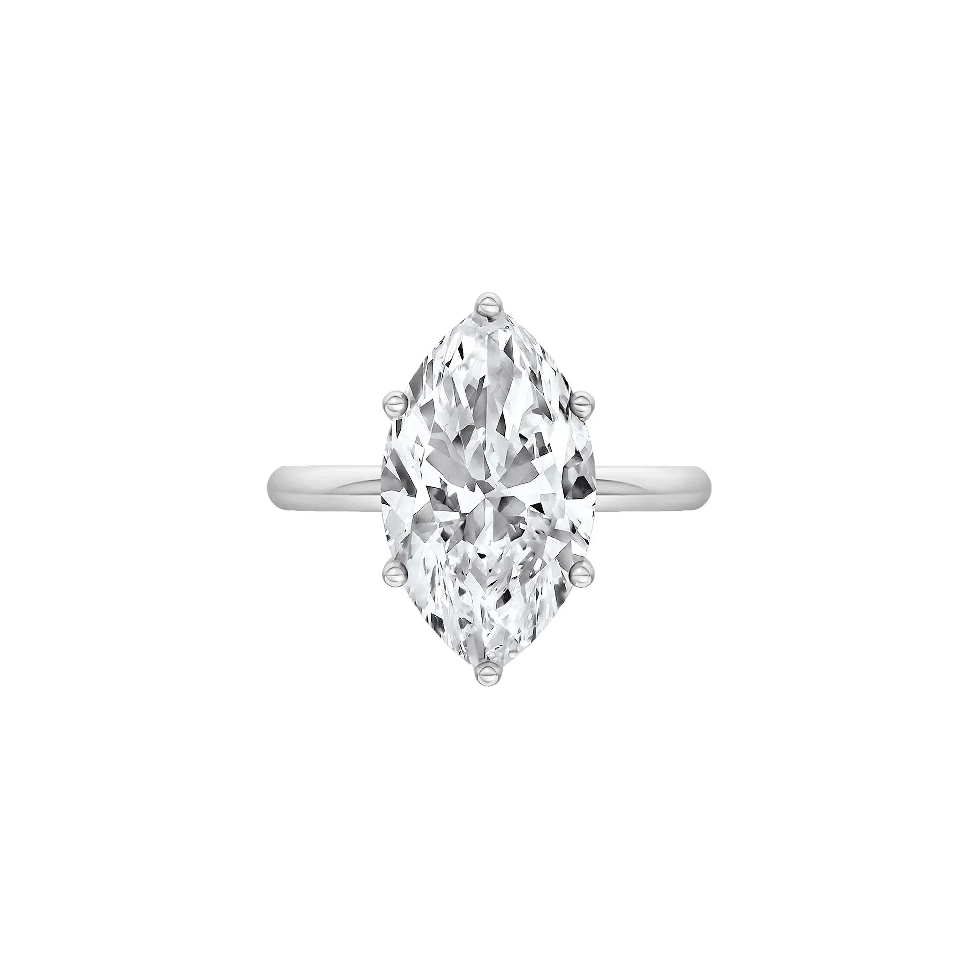 4 CT. Tw. Lab Grown Diamond Marquise Solitaire Engagement Ring Platinum White Size 5.5 2mm
