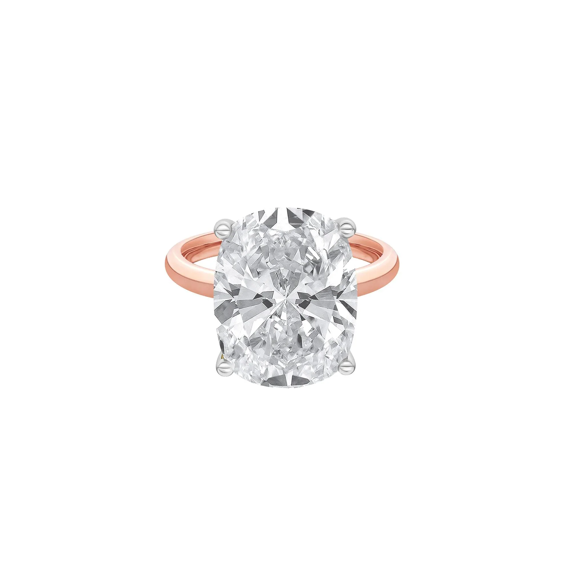 7 CT. Tw. Lab Grown Diamond Elongated Cushion-Cut Engagement Ring 14K Rose and White Gold Size 8 2mm