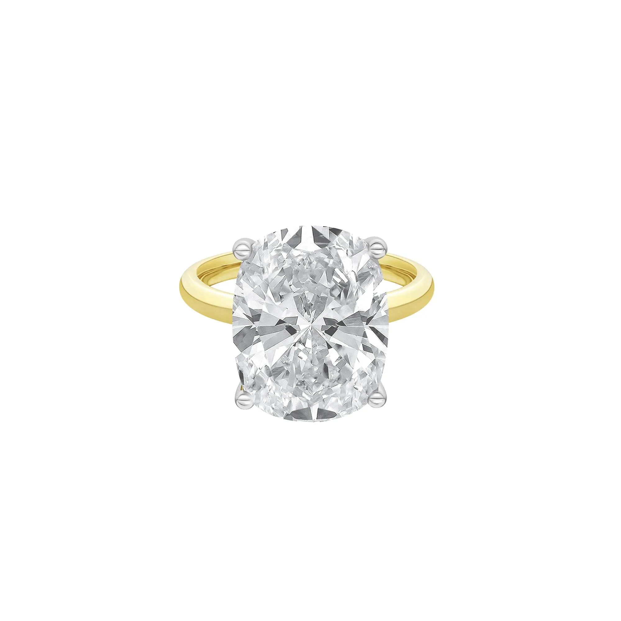 7 CT. Tw. Lab Grown Diamond Elongated Cushion-Cut Engagement Ring 14K Yellow and White Gold Size 5.5 2mm
