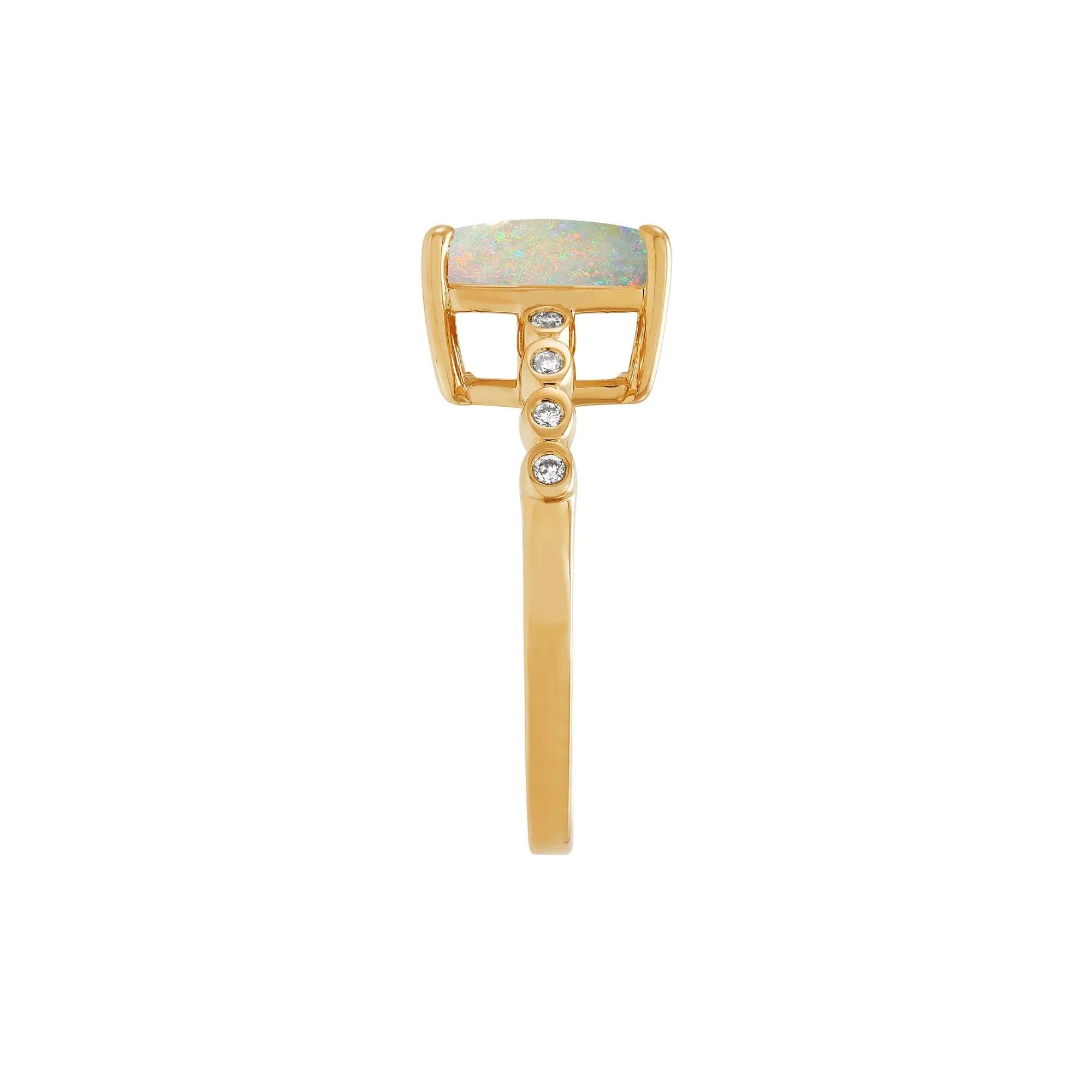 Opal Cabochon & Diamond Accent Ring 10K Yellow Gold Size 6 1mm - Image 3