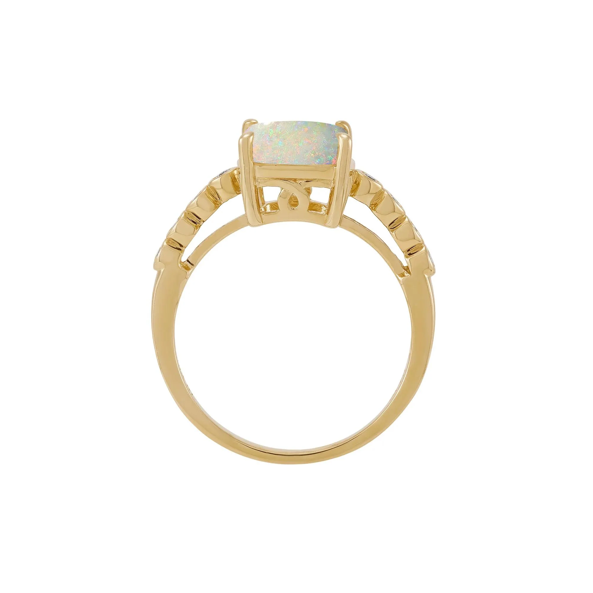 Opal Cabochon & Diamond Accent Ring 10K Yellow Gold Size 8.5 1mm - Image 2