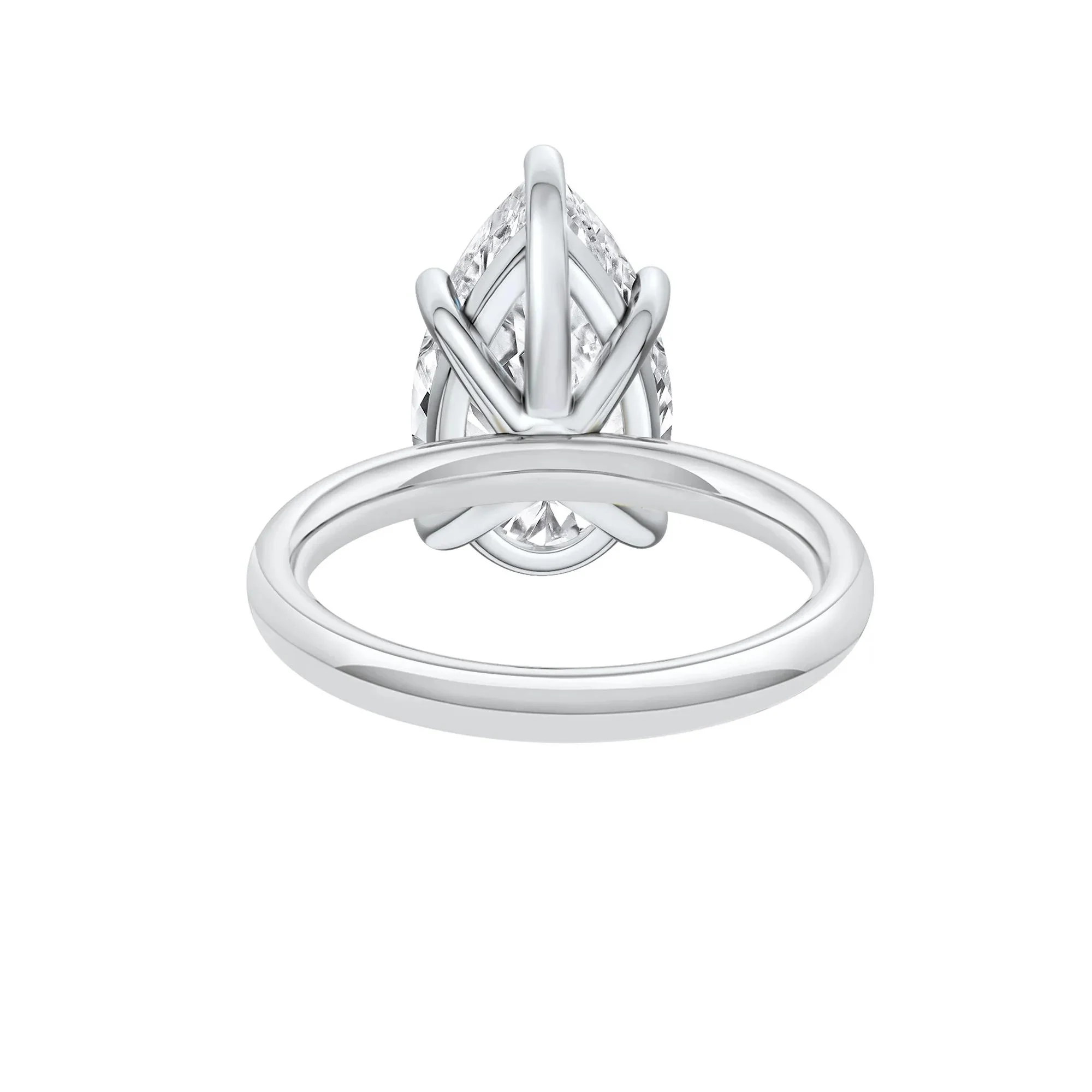 Lab Grown Diamond Pear-Shaped Solitaire Ring 14K White Gold (5 CT.) Size 10 2mm - Image 4