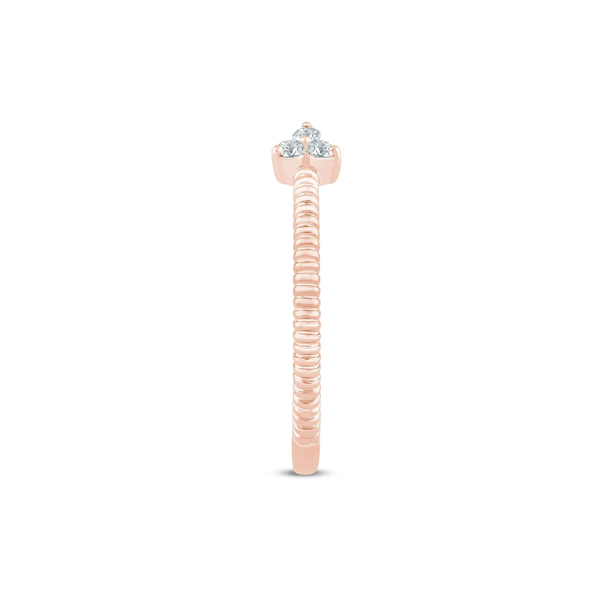 1/10 CT. Tw. Diamond Open Ring 10K Rose Gold Size 6 1.5mm - Image 3